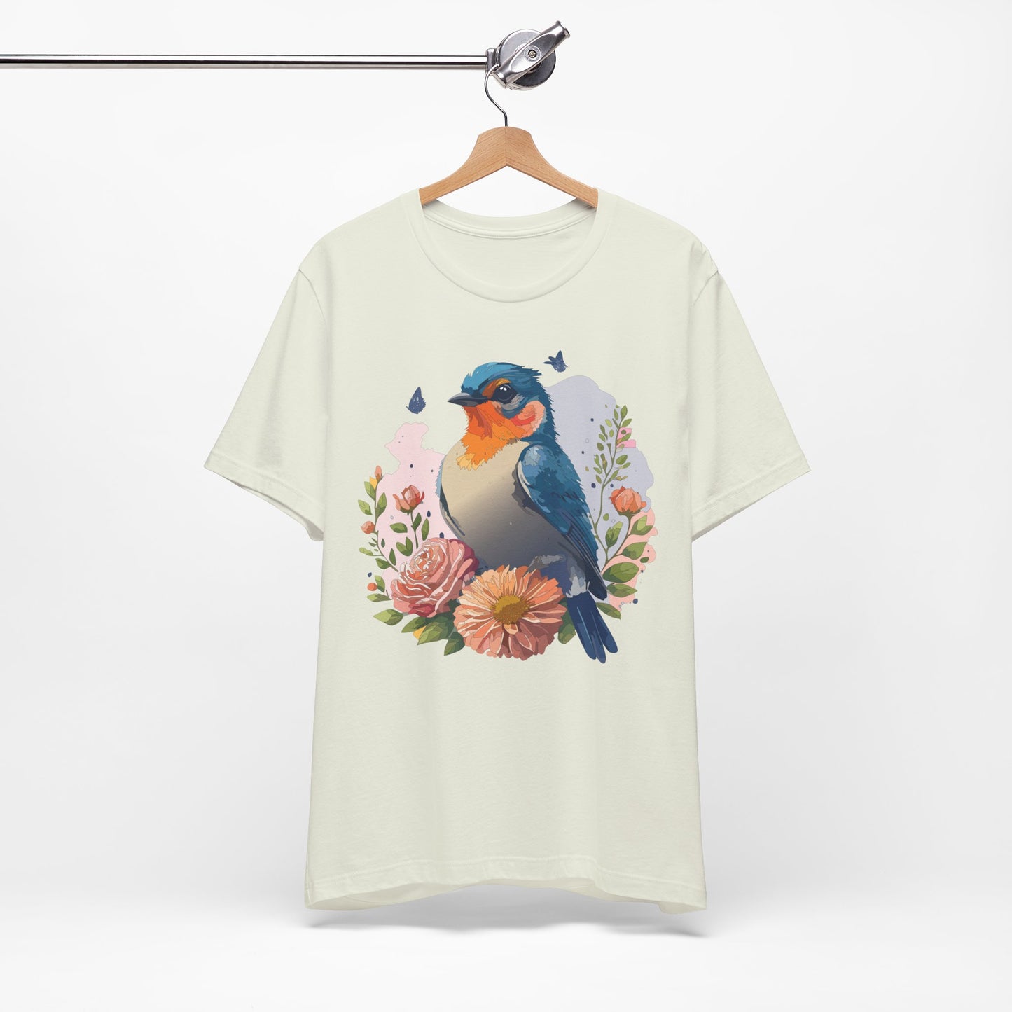 Floral Bird Tee, Animal Shirt, Bird Shirt, Floral Tee, Flower T-shirt, T-Shirt with Animal