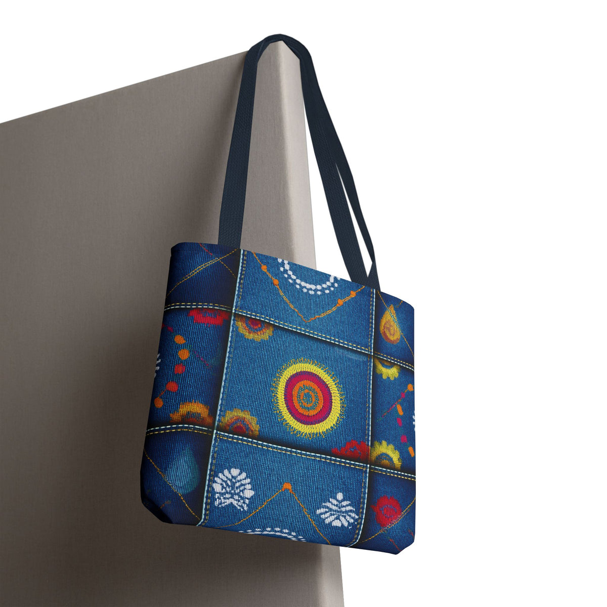 Diwali Graphic Denim Fabric Imitation Print Unisex Canvas Bag Poly Spun 3 Sizes Tote Bag 205-17