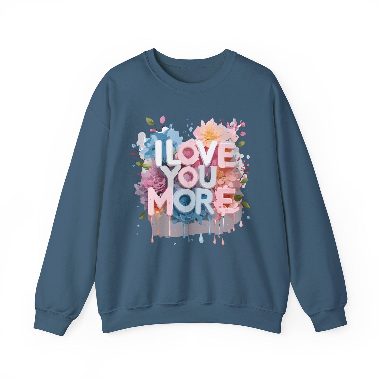 Floral Love Sweatshirt Unisex Heavy Blend Crewneck Valentines Day 50 50 Cotton Polyester Gildan 18000
