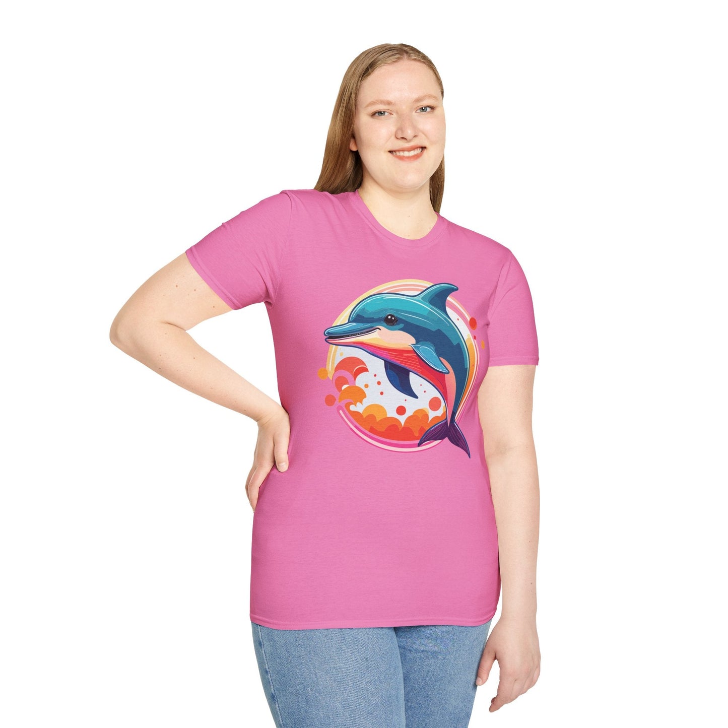Dolphin Shirt Unisex Softstyle Tee Short Sleeve 100 Percent Ring Spun Cotton Gildan 64000