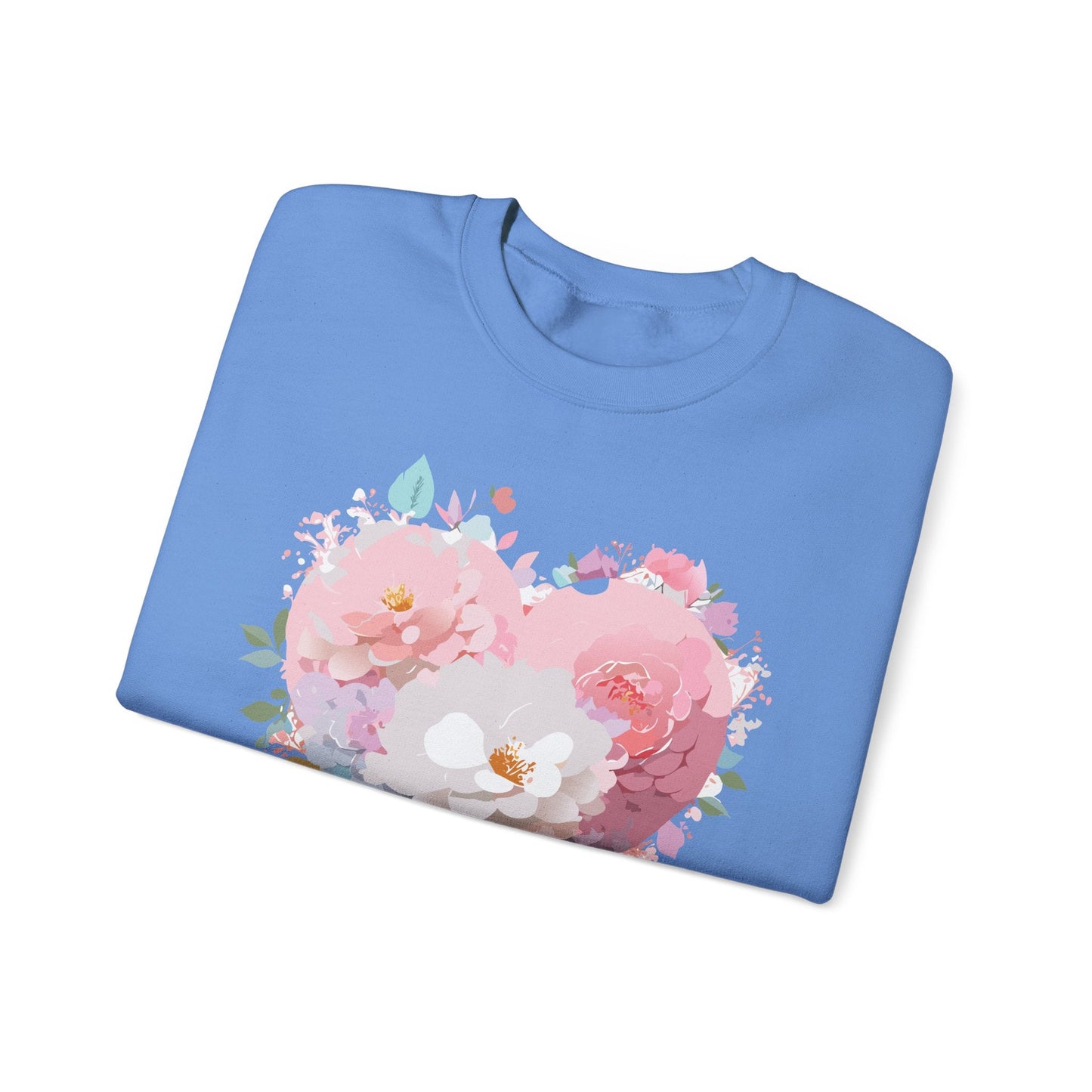 Unisex Floral Heart Sweatshirt For Valentines Day With Love Floral Print Crewneck