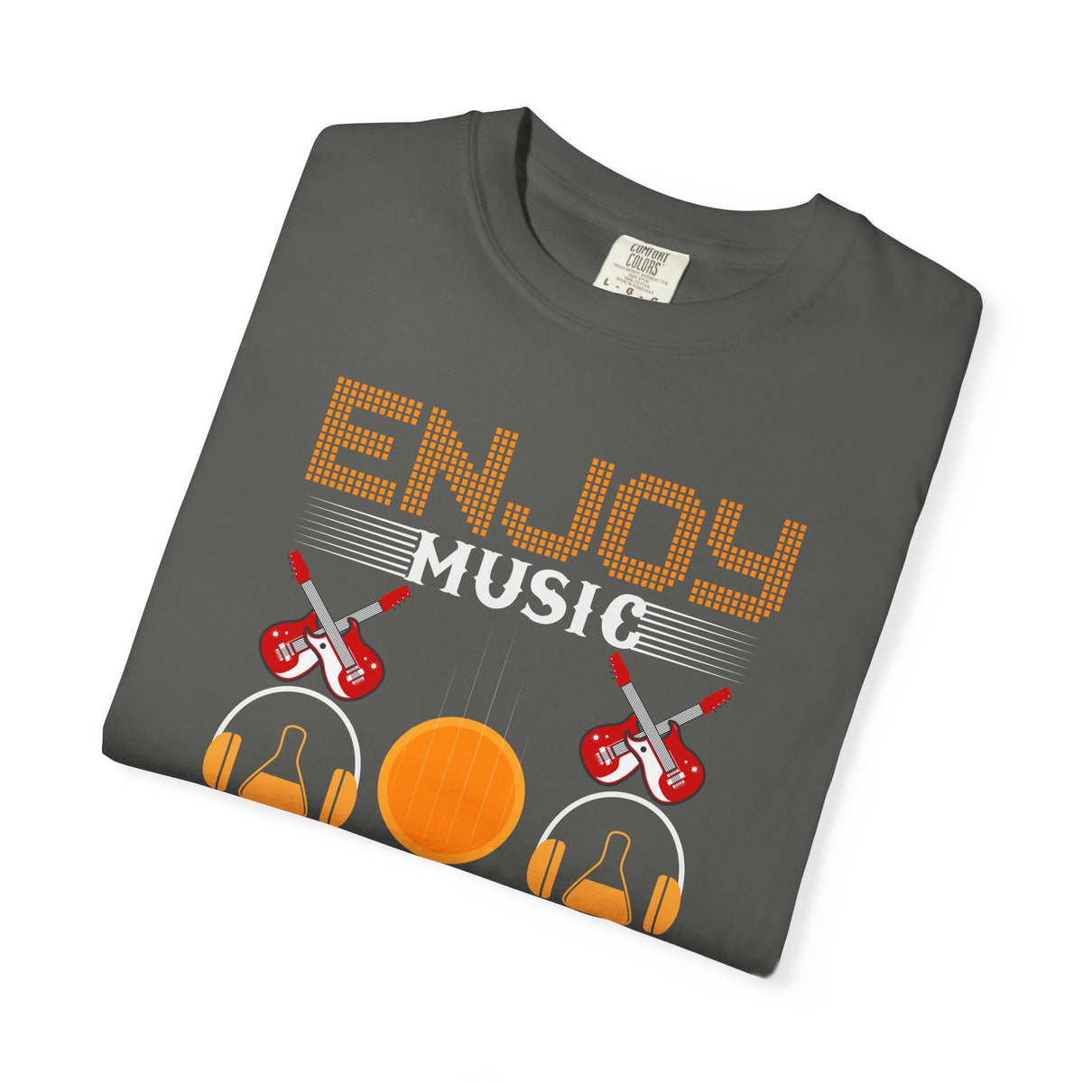Enjoy Music Enjoy Life T-Shirt Retro Headphones Drum Guitar Unisex Cotton Tee 049