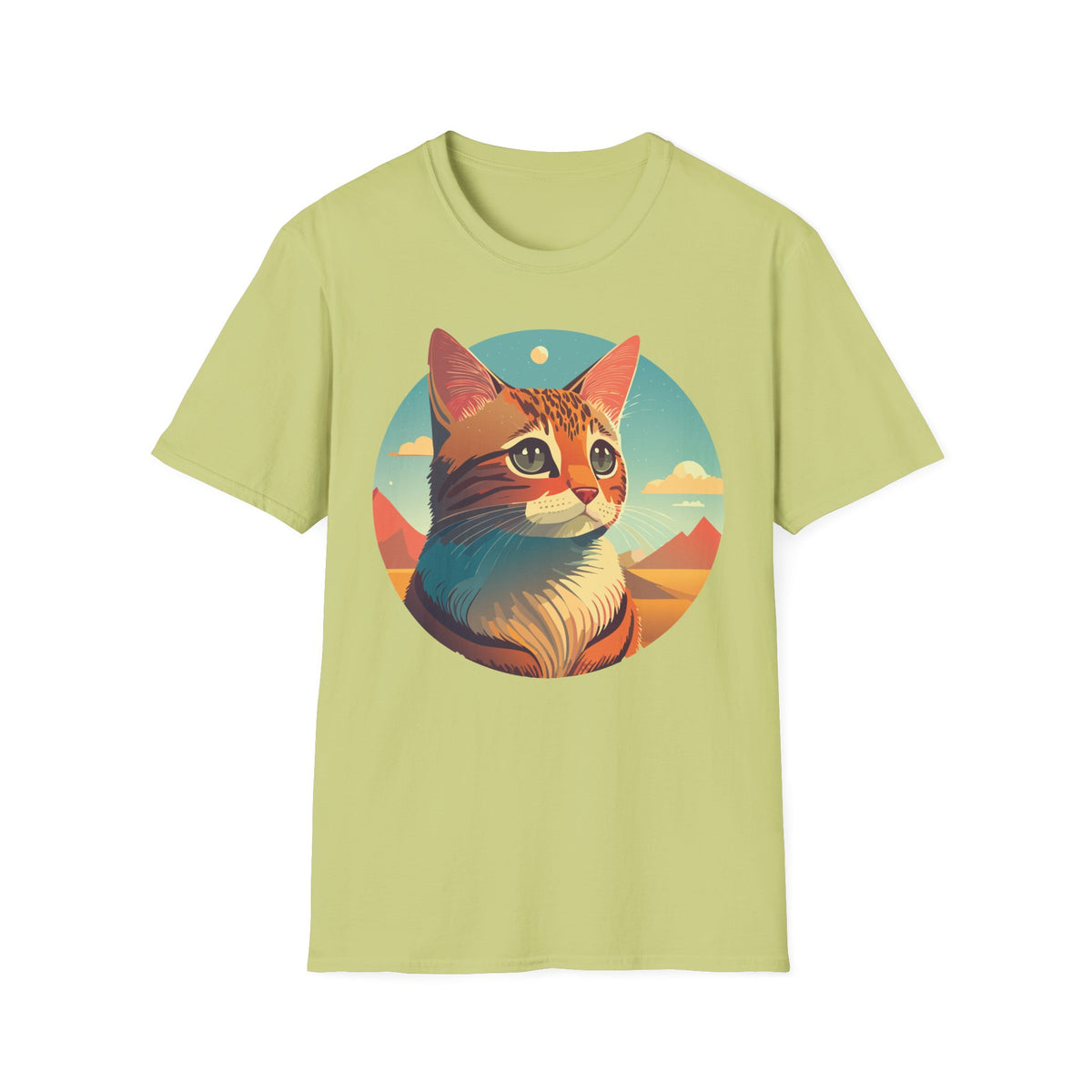 Retro Sunset Cat T-Shirt | Scenic Cat Portrait Tee
