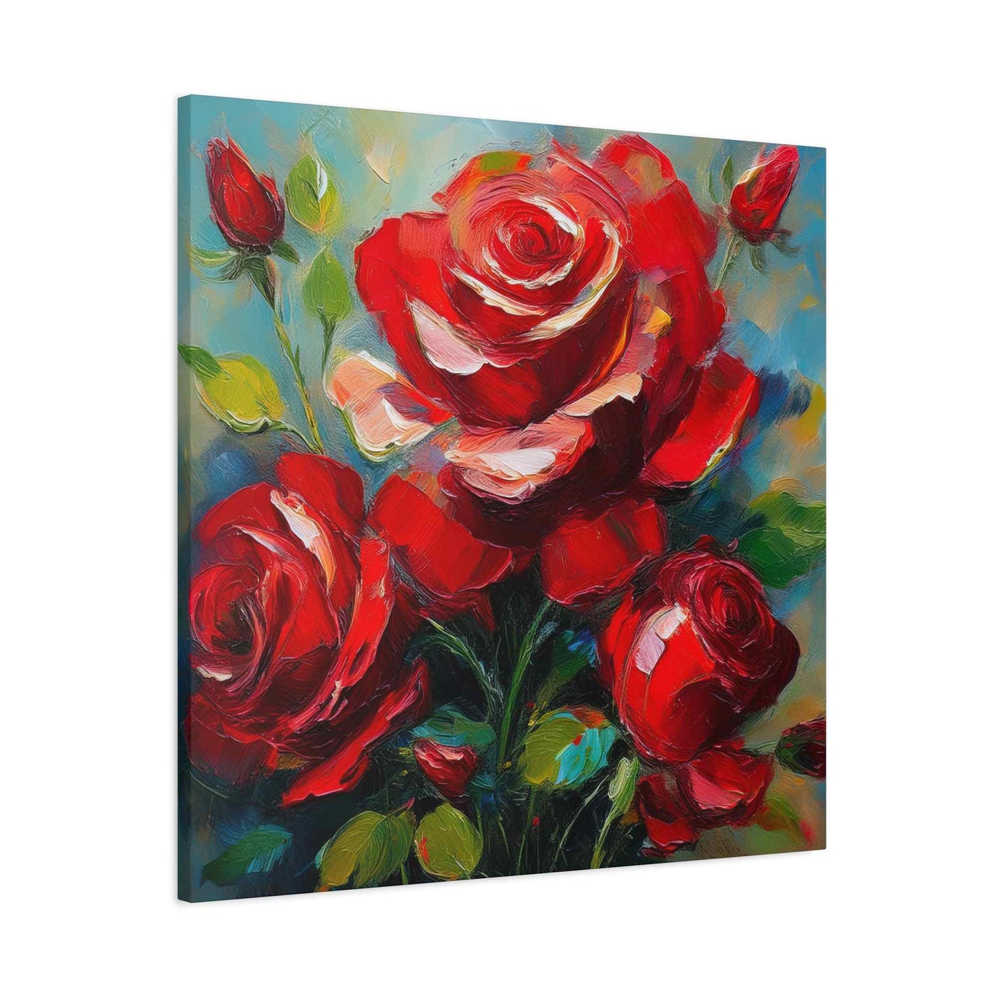 Red Roses Print Canvas, Roses Oil Paint Print 20x20, 24x24, 30x30, 32x32, 36x36, Floral Art Design Print Non-Frame MC-22