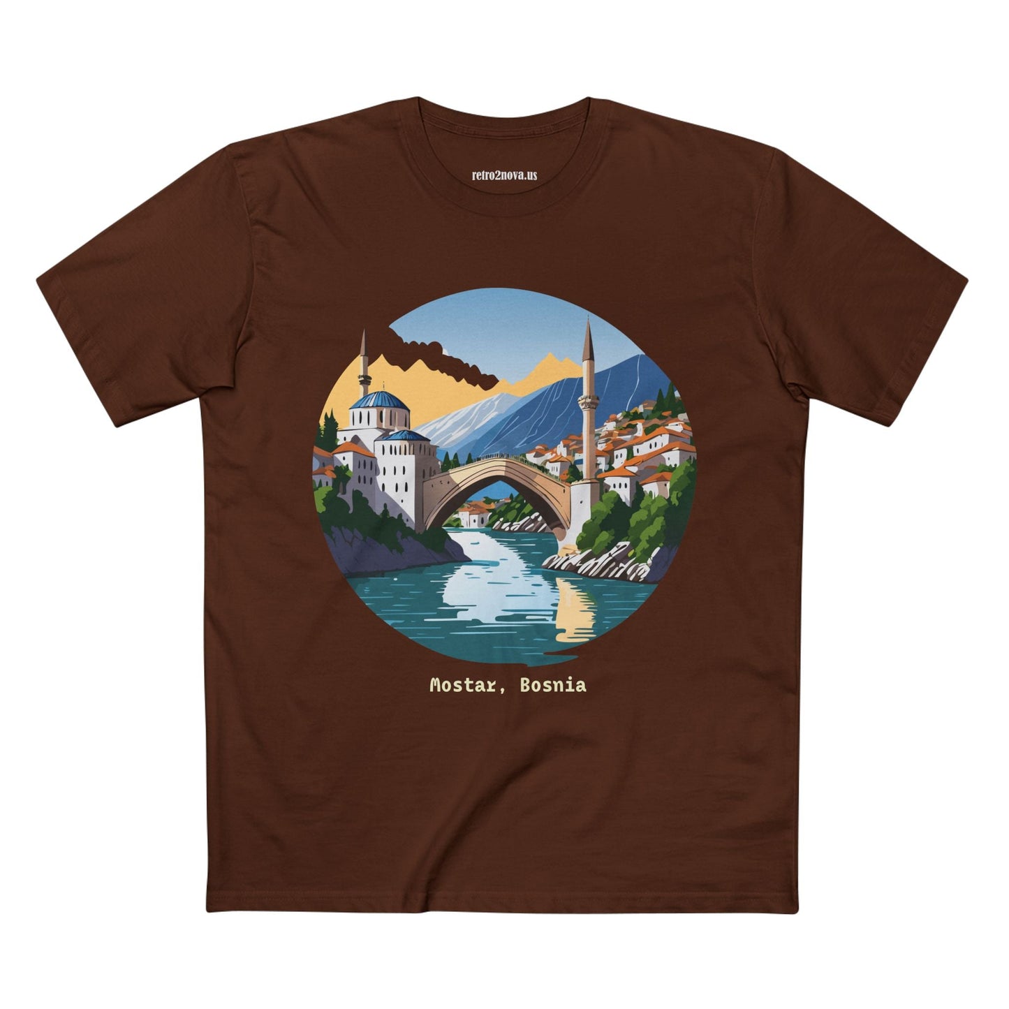 Bosnia Travel Shirt Unisex Premium Cotton Tee With Original Art Design Retro2Nova TT 48