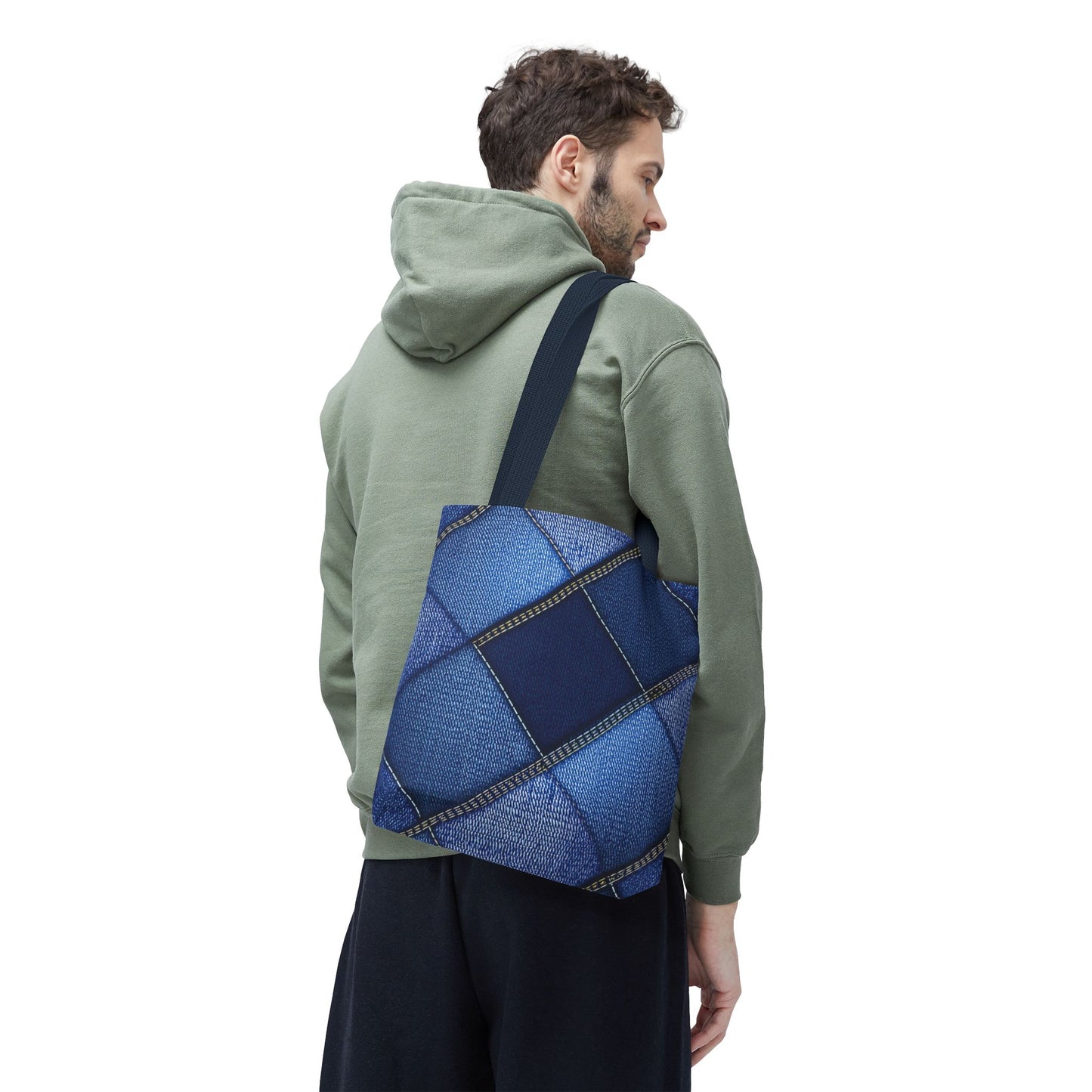 Denim Fabric Imitation Print Unisex Canvas Bag Poly Spun 3 Sizes Tote Bag 105