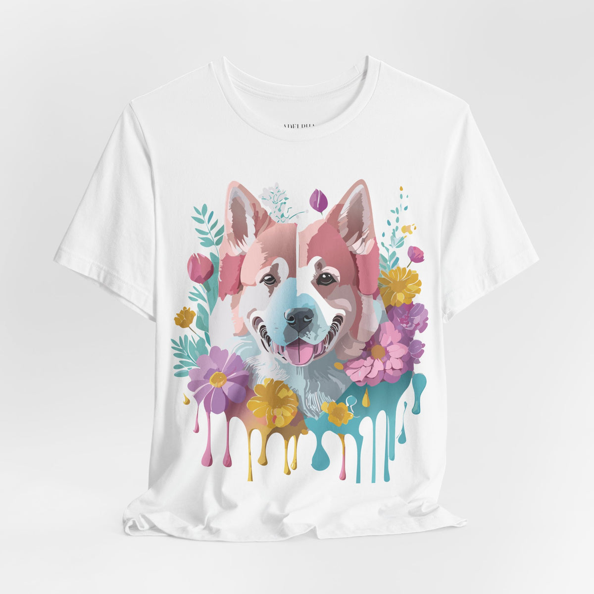 Dog Graphic Unisex Cotton Bella+Canvas Tee with Art Animal Design e115