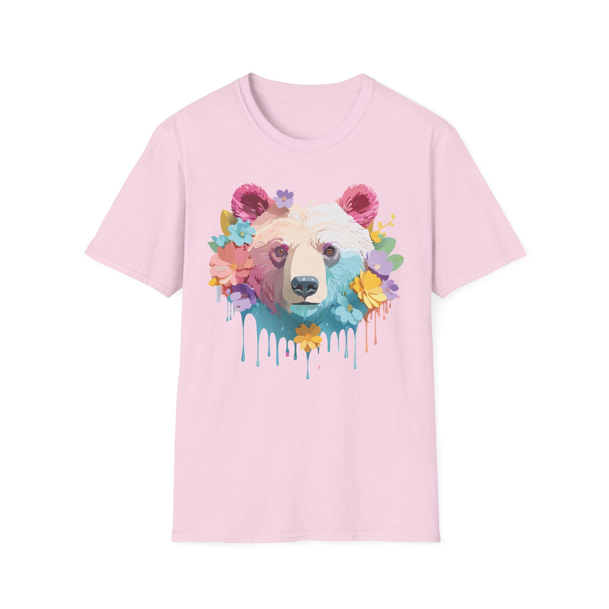 Colorful Floral Bear T-Shirt | Watercolor Drip Bear Tee