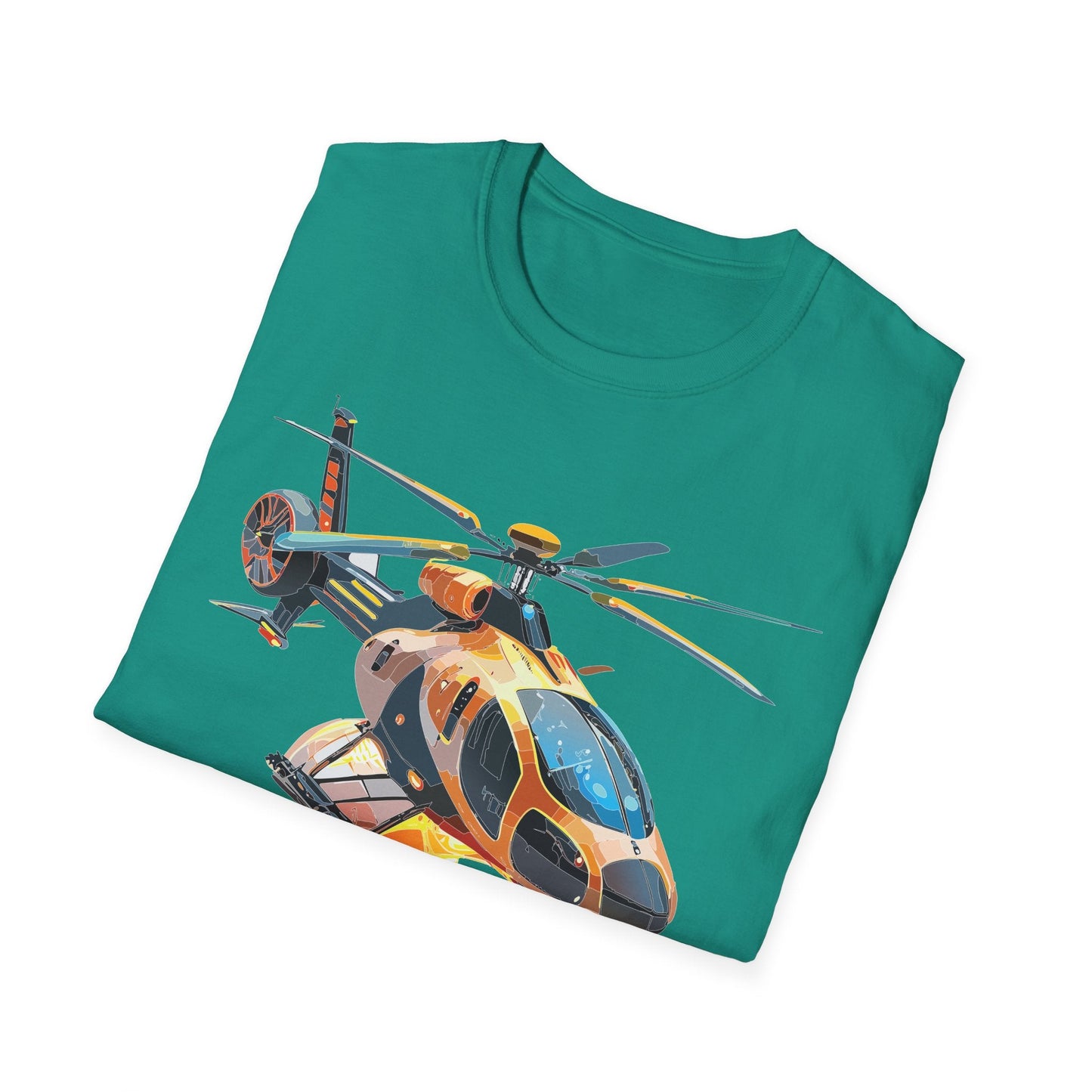 Unisex Helicopter Chopper T Shirt Softstyle 64000 Gildan Durable Lightweight Tee Design
