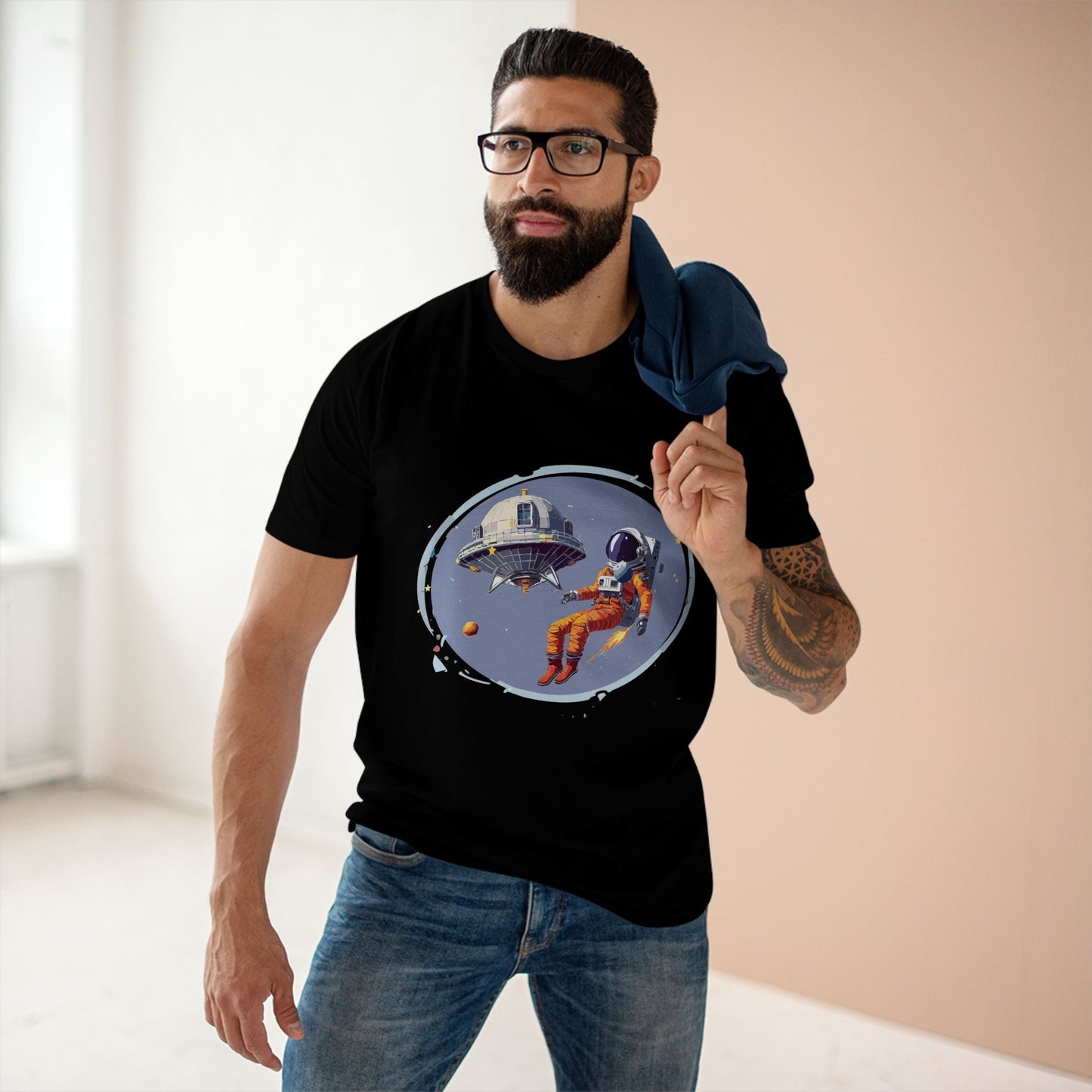 Cosmos Astronaut Shirt For Unisex Premium Cotton Tee With Original Art Design Retro2Nova