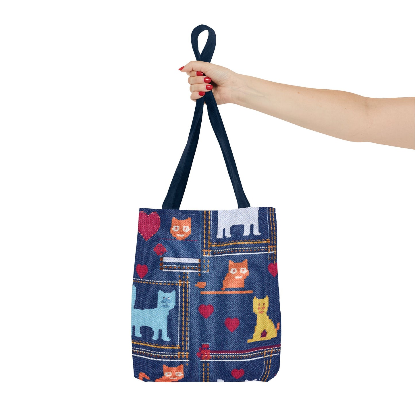 Love Day Graphic Design Denim Fabric Imitation Print Unisex Canvas Bag POLY 3 Sizes Tote Bag 201-10