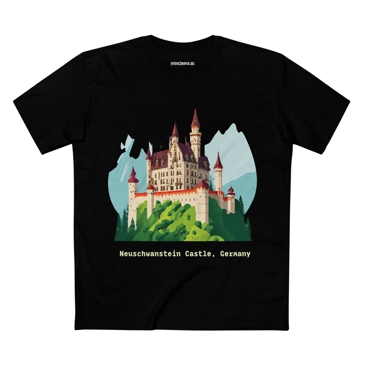 Neuschwanstein Castle Illustration T-Shirt | Germany Travel Souvenir
