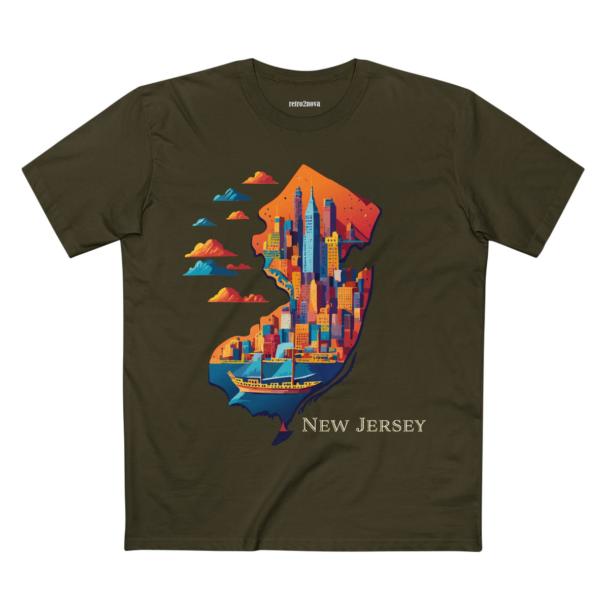 New Jersey Skyline silhouette T-Shirt | State Outline Cityscape Tee