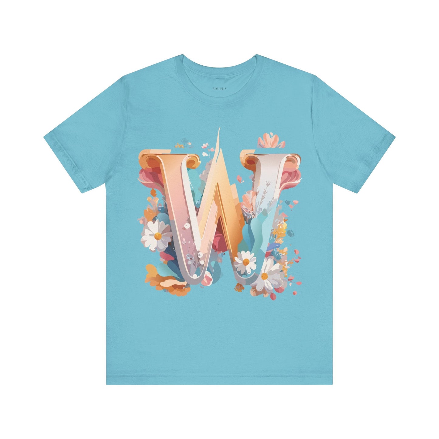 Letter W Shirt Graphic Tee Unisex Jersey Short Sleeve Vintage Inspired Art Adelpha Design