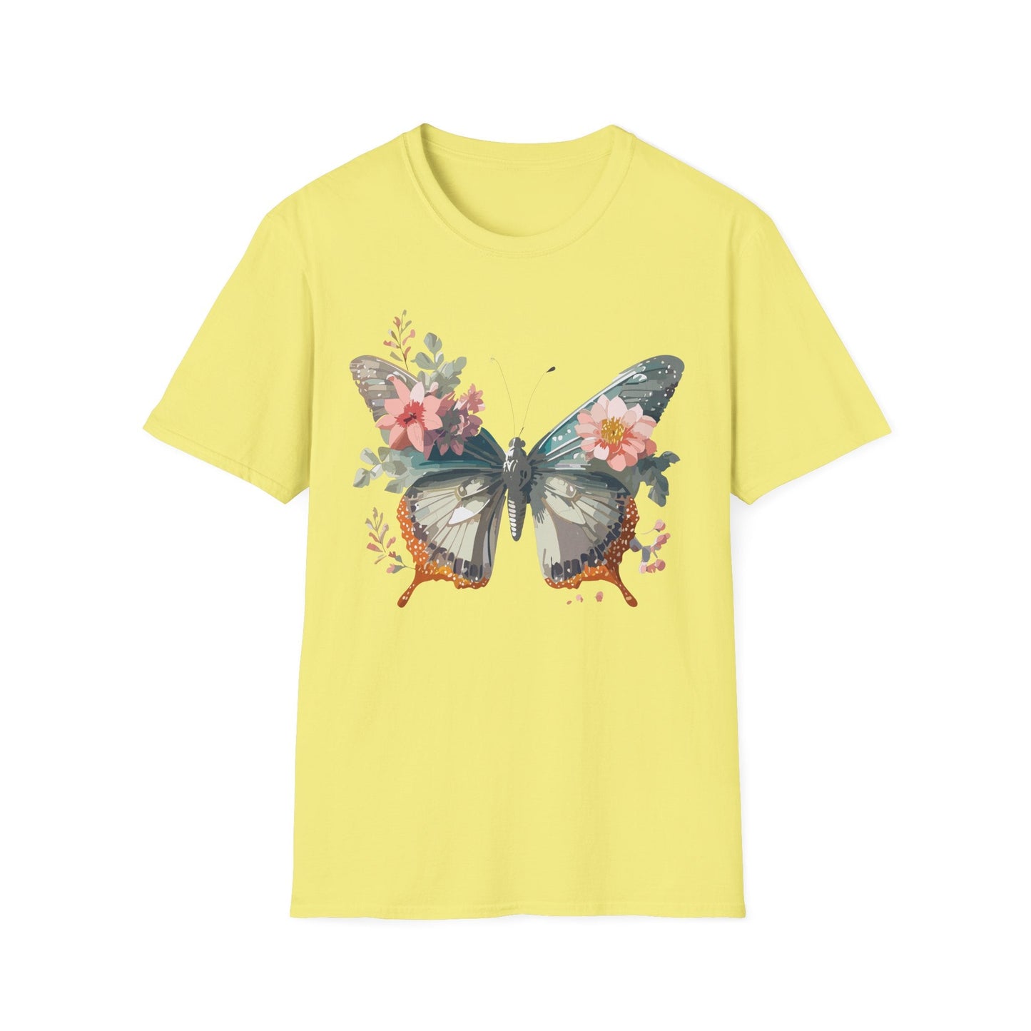 Butterfly Shirt Unisex Softstyle T Shirt Gildan 64000 Lightweight Ring Spun Cotton Monarch Design