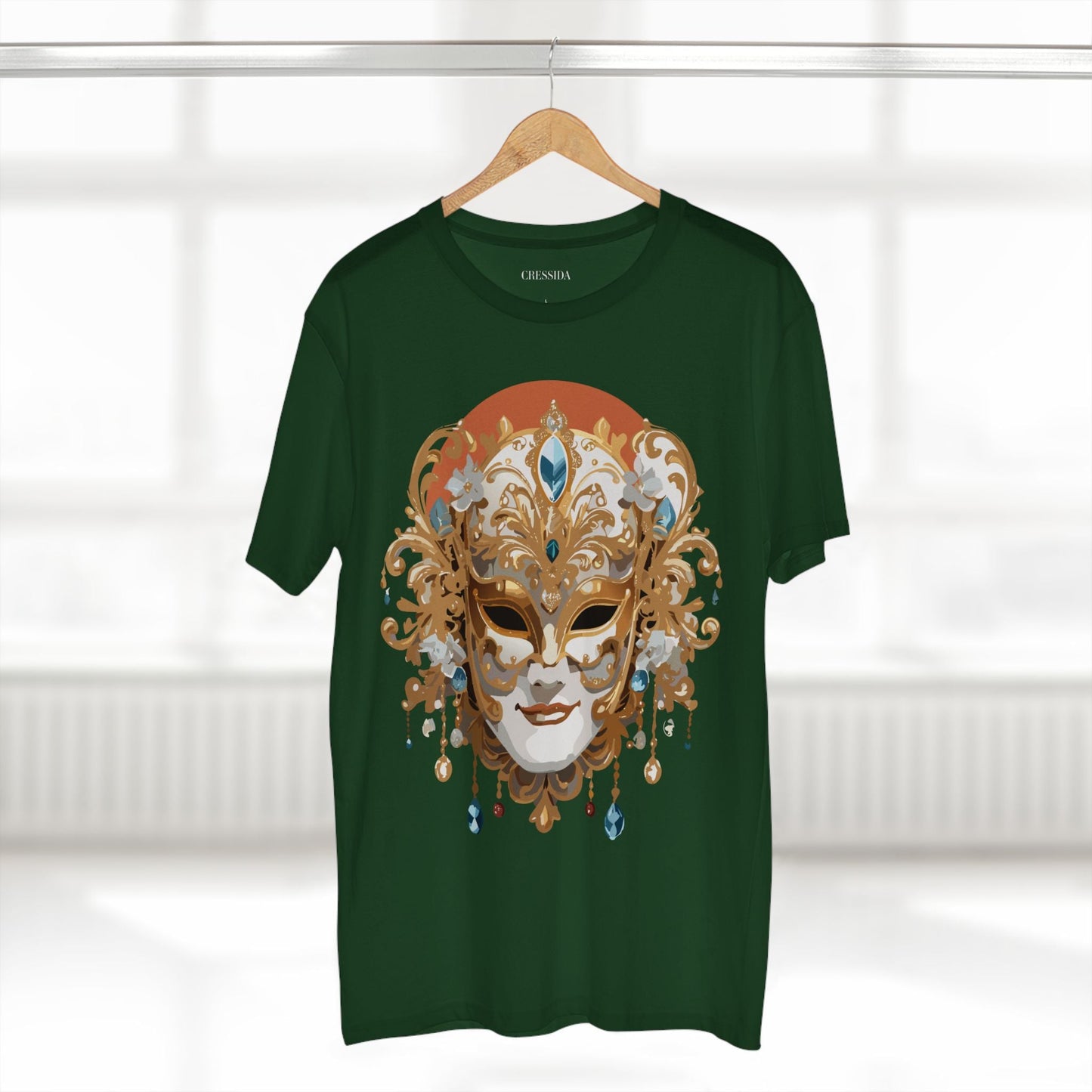 Carnival Mask Graphic T-Shirt Unisex 100 Cotton With Antique Gold Art Design Tee 2