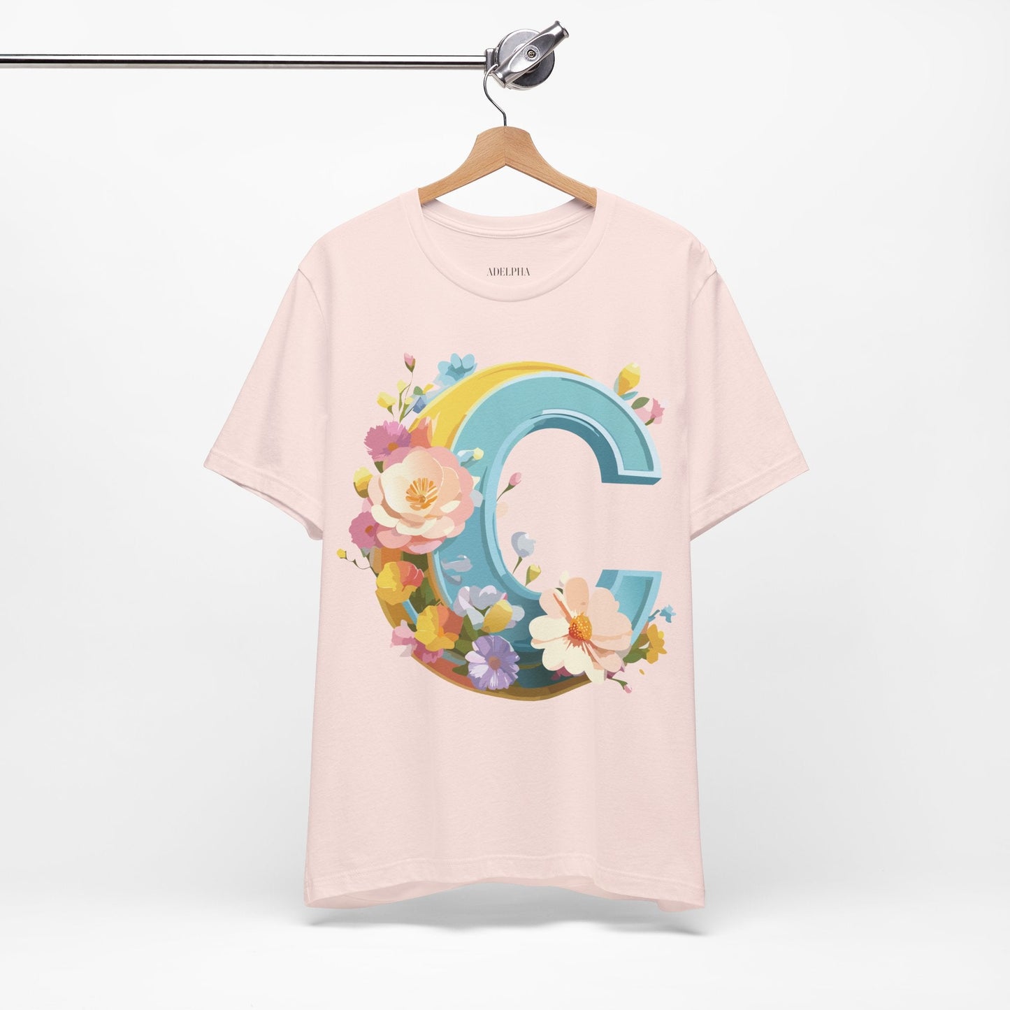 Letter C Shirt Graphic Tee Unisex Vintage Art Design Tee Adelpha Premium Short Sleeve