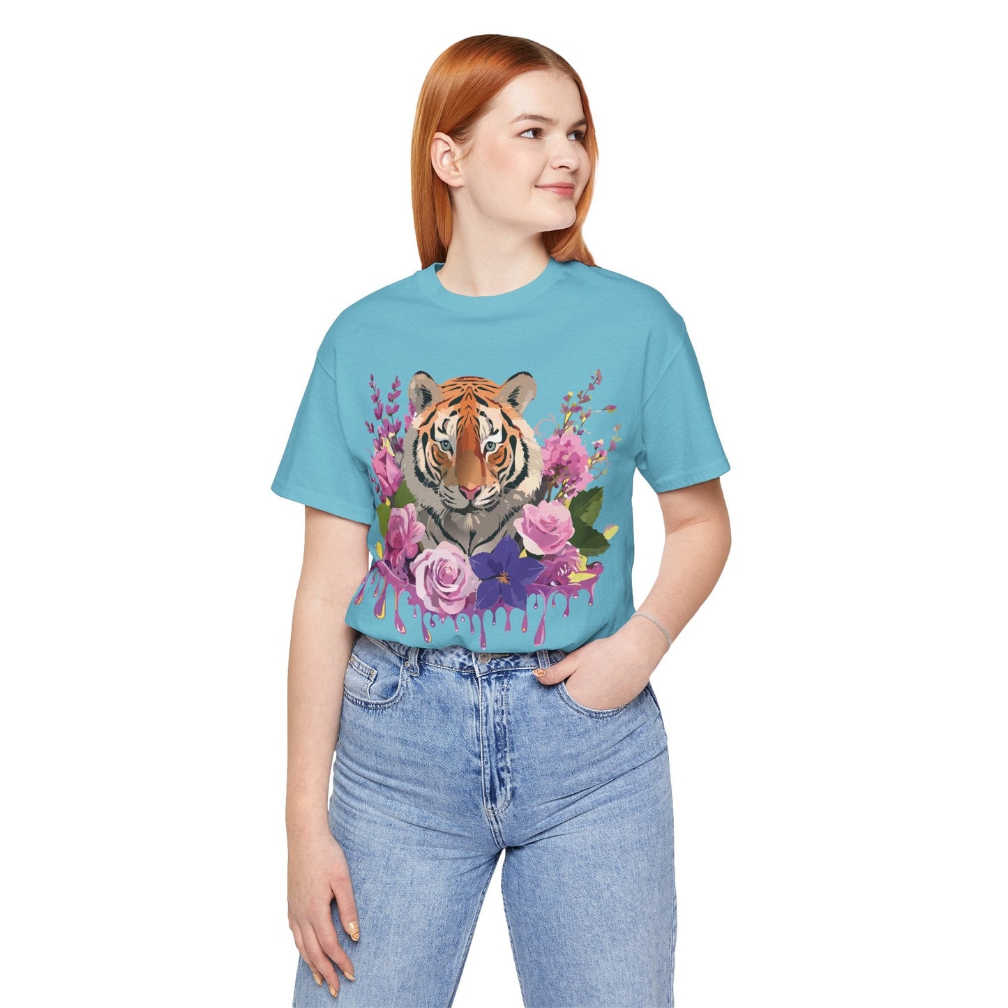 Tiger Graphic Tee Unisex Short Sleeve Vintage Inspired Art Design By Adelpha Premium