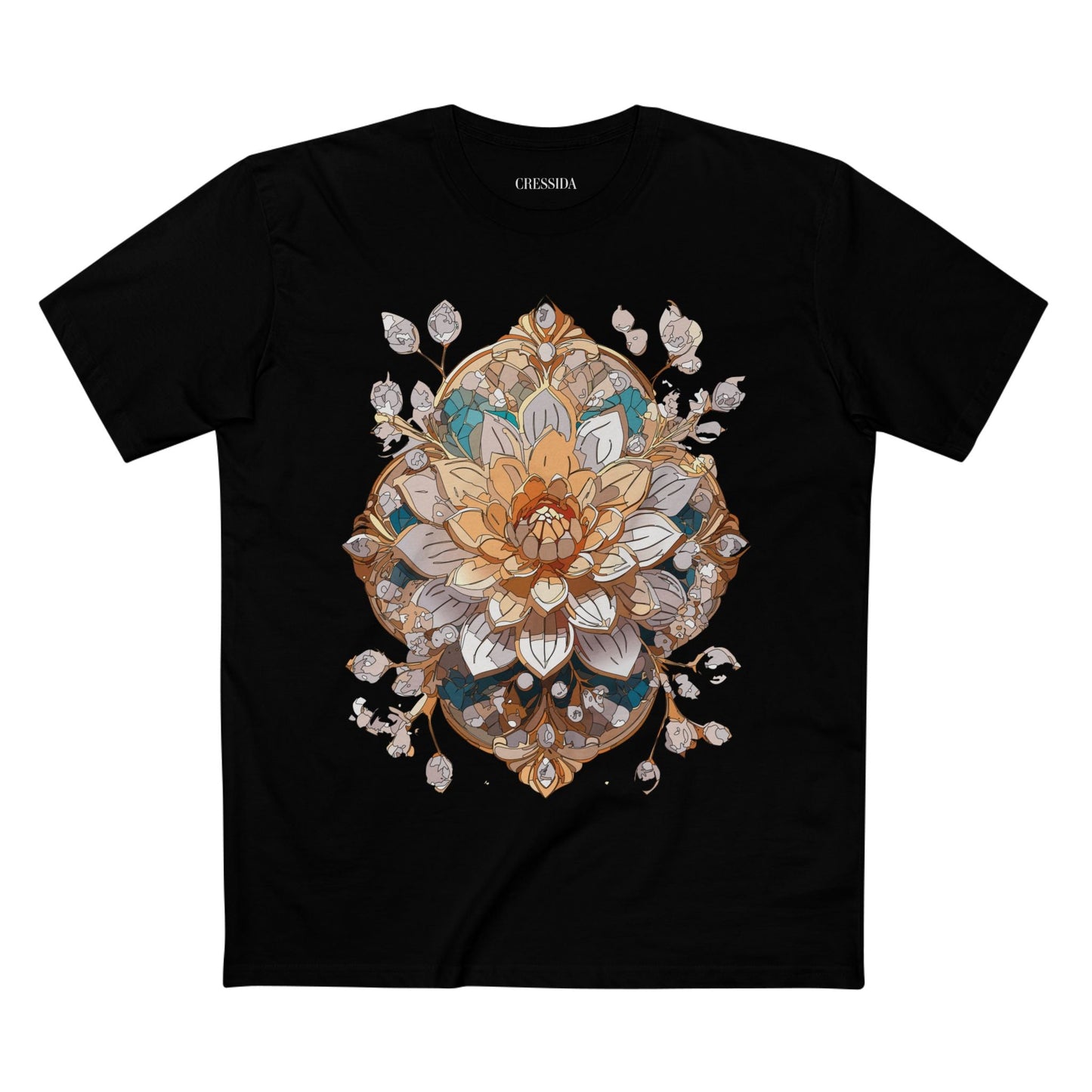Floral Graphic T-Shirt Unisex 100 Cotton Art Design with Antique Flowers Tee 14