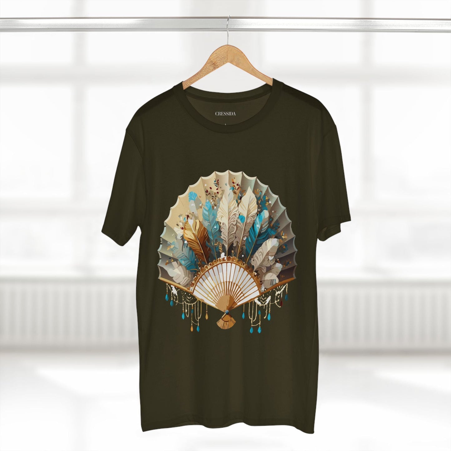 Antique Fan Graphic Design T-Shirt Unisex 100 Cotton Floral Carnival Artwork Tee 9