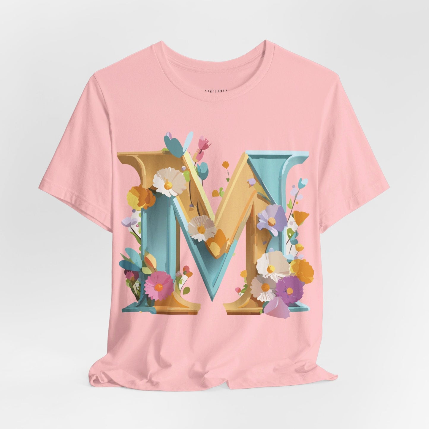 Letter M Shirt Unisex Graphic Tee Vintage Inspired Artwork Adelpha Jersey Short Sleeve