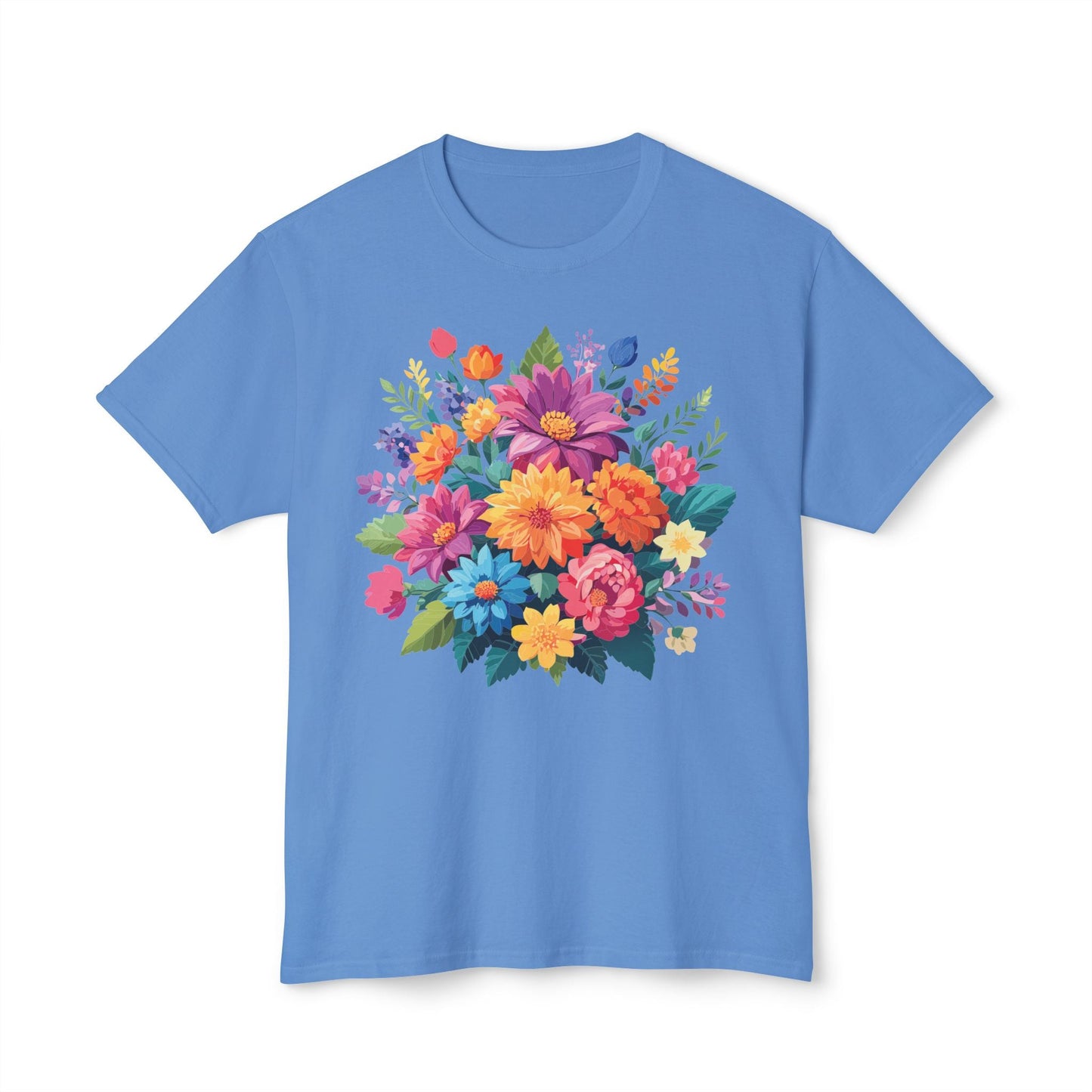 Unisex HD Cotton T Shirt With Floral Art Print Vintage Flowers Tee For Everyday Style