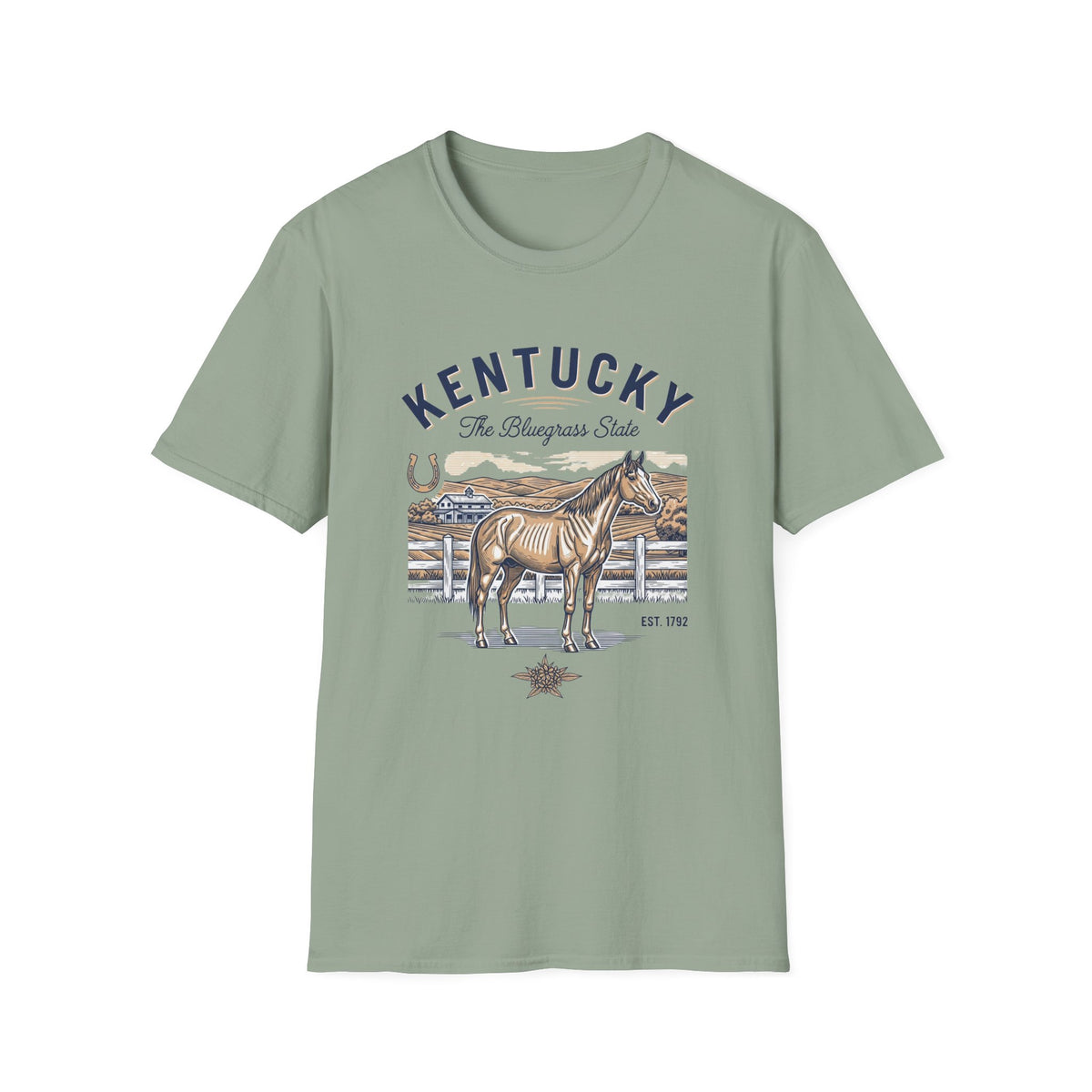 Kentucky Horse Ranch T‑Shirt — The Bluegrass State Travel Tourist Graphic Design Unisex 100 Cotton Gildan T-Shirt