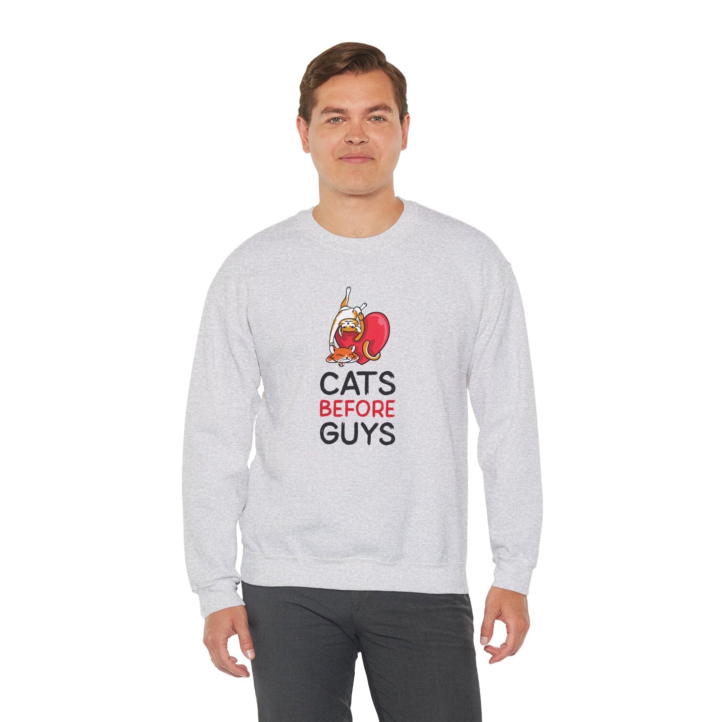 Cat Heart Sweatshirt Unisex Valentines Day 50 50 Cotton Poly Heavy Blend Crewneck Sweatshirt