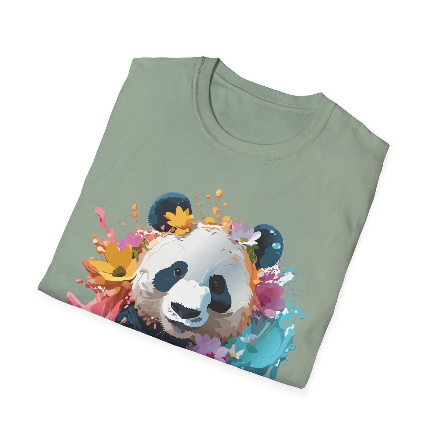 Unisex Panda Shirt Softstyle Tee 100 Percent Ring Spun Cotton Casual Animal Print
