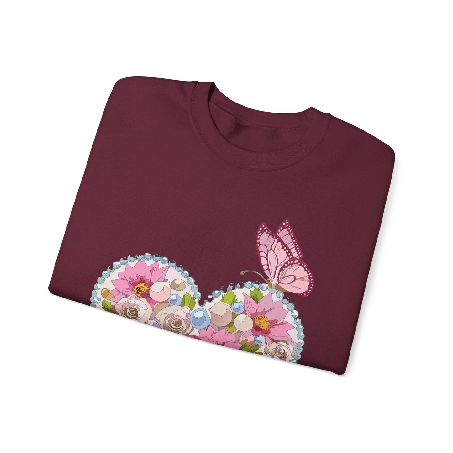 Floral Heart Sweatshirt Unisex Heavy Blend Crewneck 50 Cotton 50 Polyester Valentine's Day