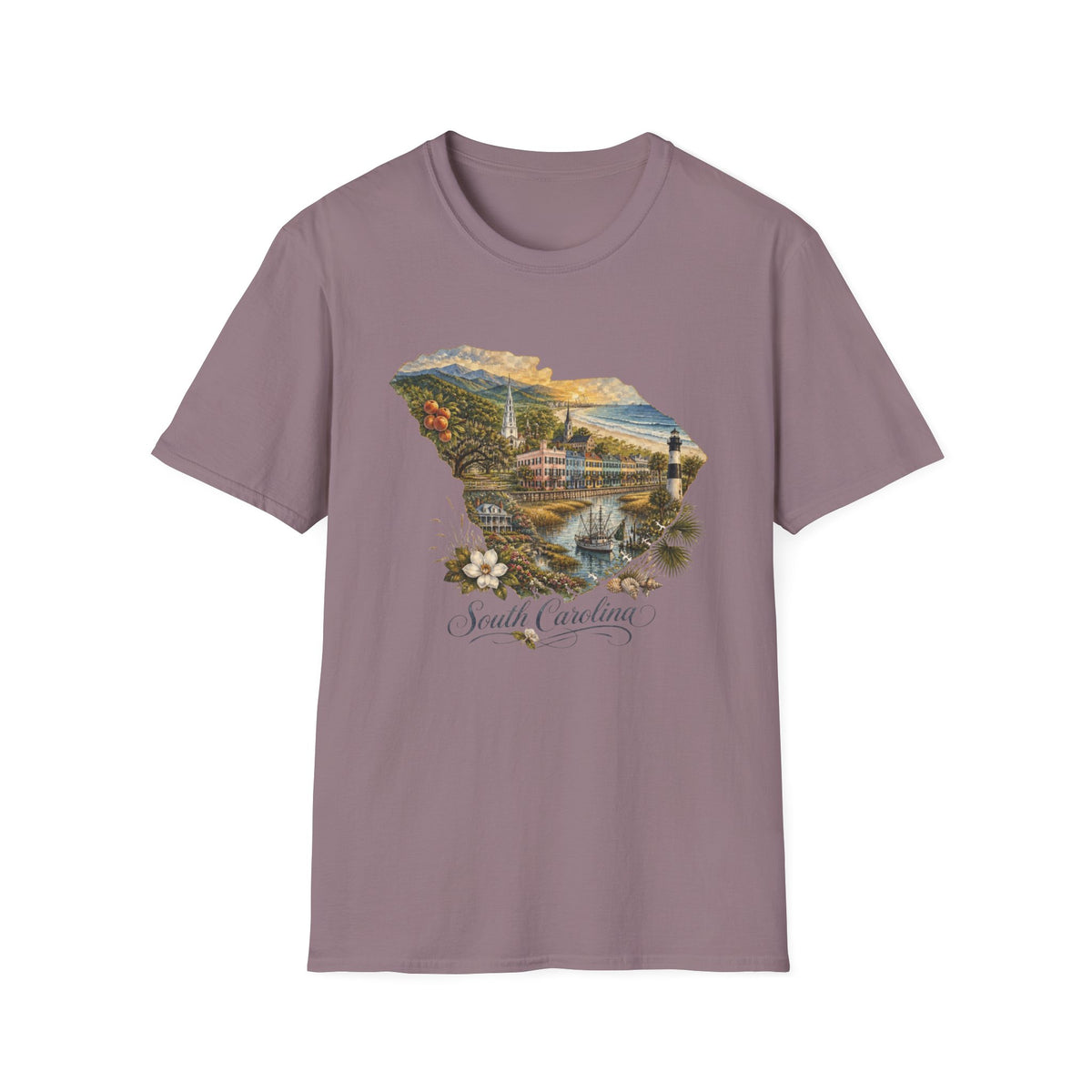 South Carolina State Travel Tourist Graphic Design Unisex 100 Cotton Gildan T-Shirt
