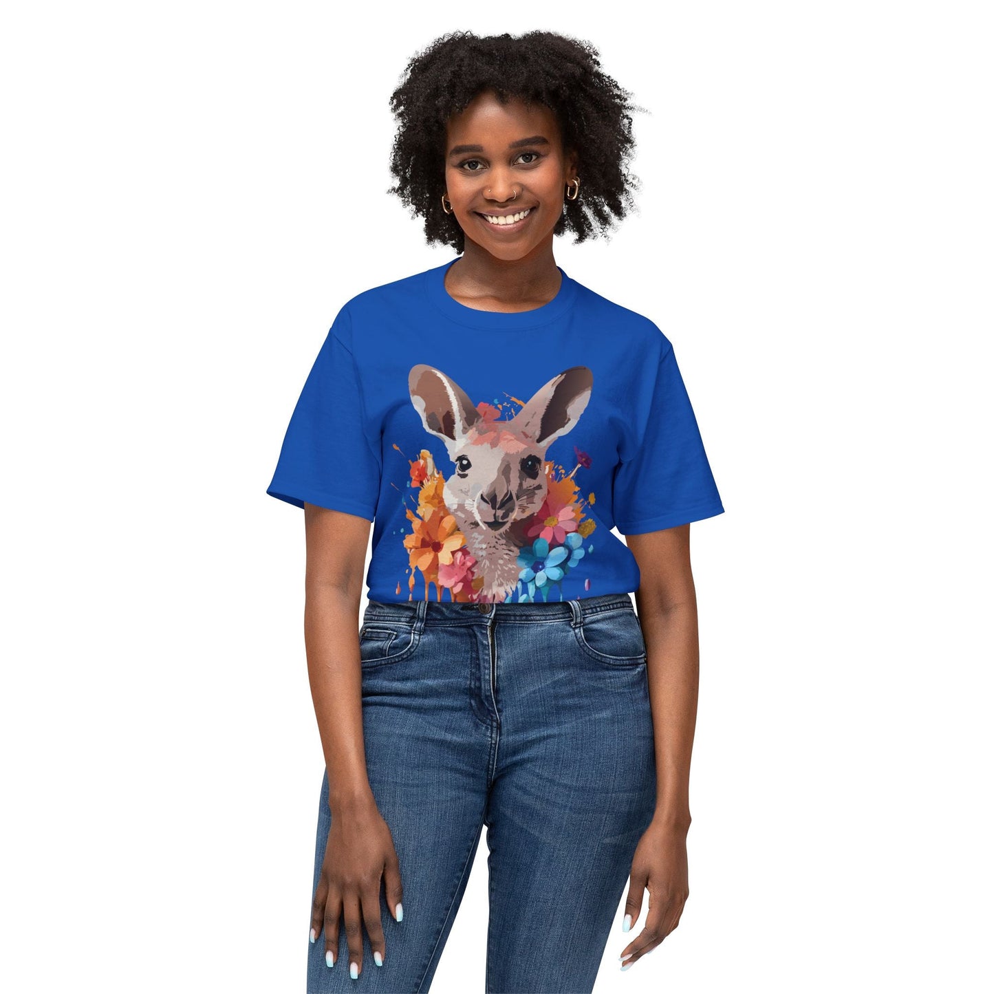 Unisex Kangaroo T Shirt HD Cotton Full Color Art Print Tee Made In USA 100 Percent Pre Shrunk