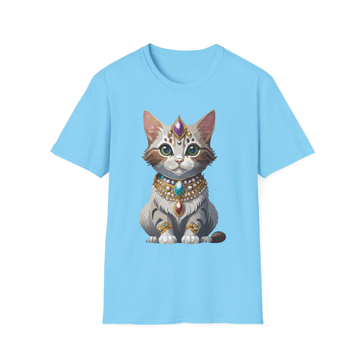 Jeweled Cat Portrait T-Shirt | Regal Kitty Illustration
