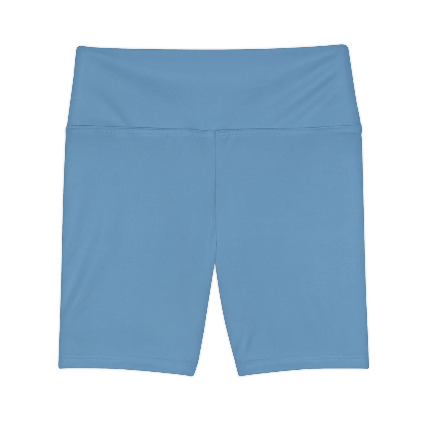 Steel Ice Blue Women's Workout Shorts — Solid High-Waist Biker Shorts for Exercise & Everyday Wear