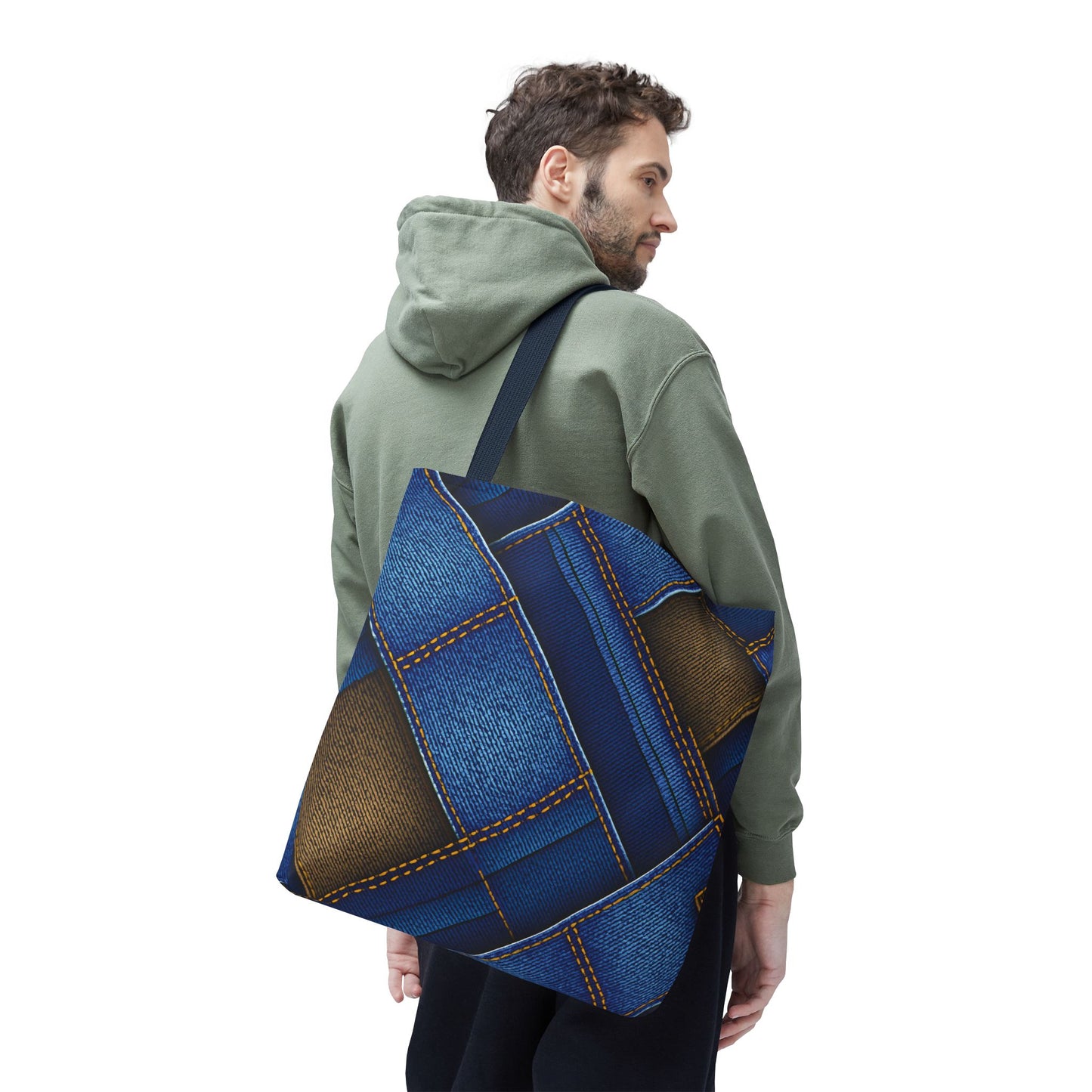 Denim Fabric Imitation Print Unisex Canvas Bag Poly Spun 3 Sizes Tote Bag 147