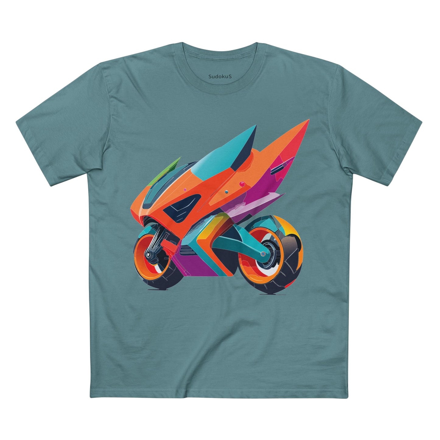 Moto Bike Graphic Unisex 100 Cotton Staple Tee 2