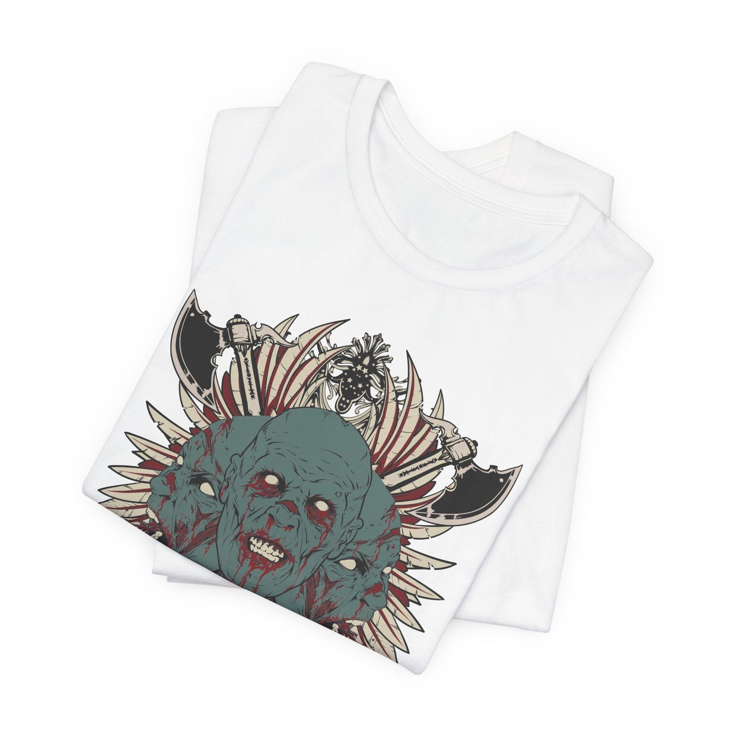 Zombie Skull Mandala T-Shirt Horror Graphic Tee, Gothic Skull Art-54-2