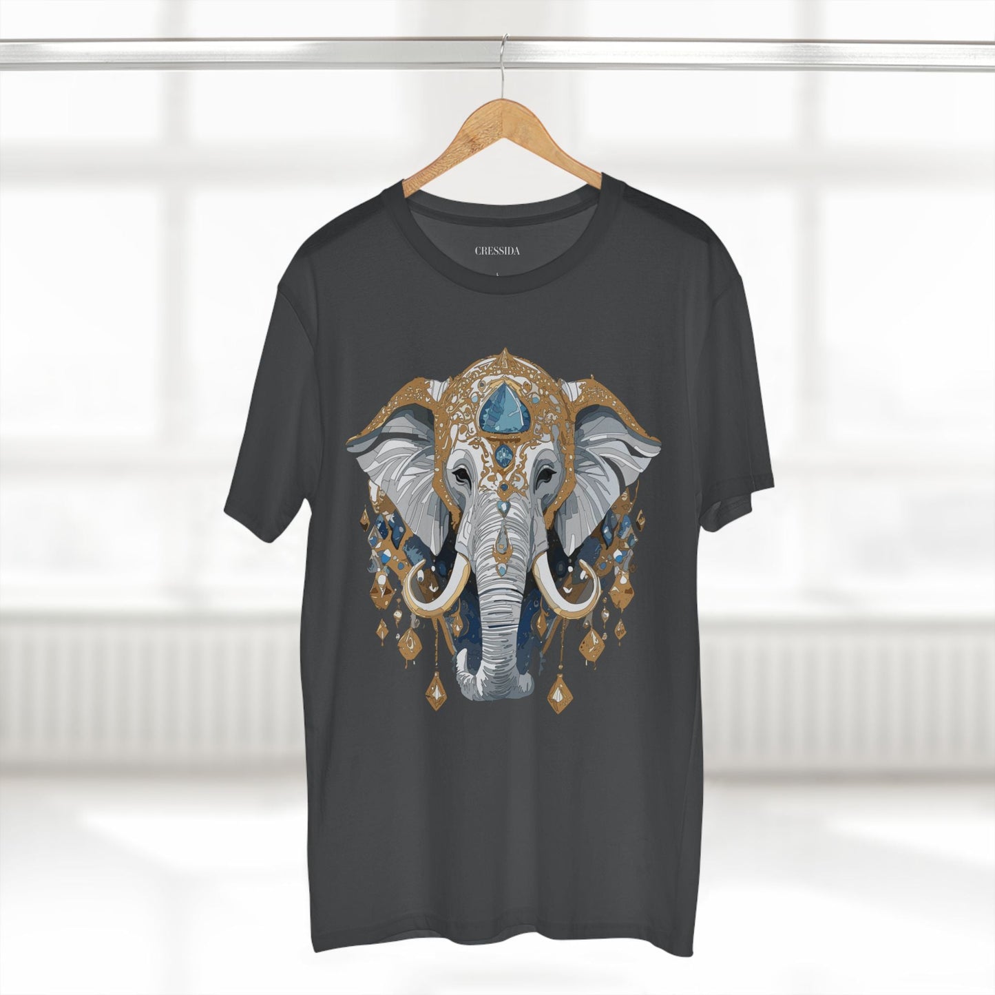 Elephant Graphic Unisex 100 Cotton Tee With Unique Animal Golden Medallion Art Design 40