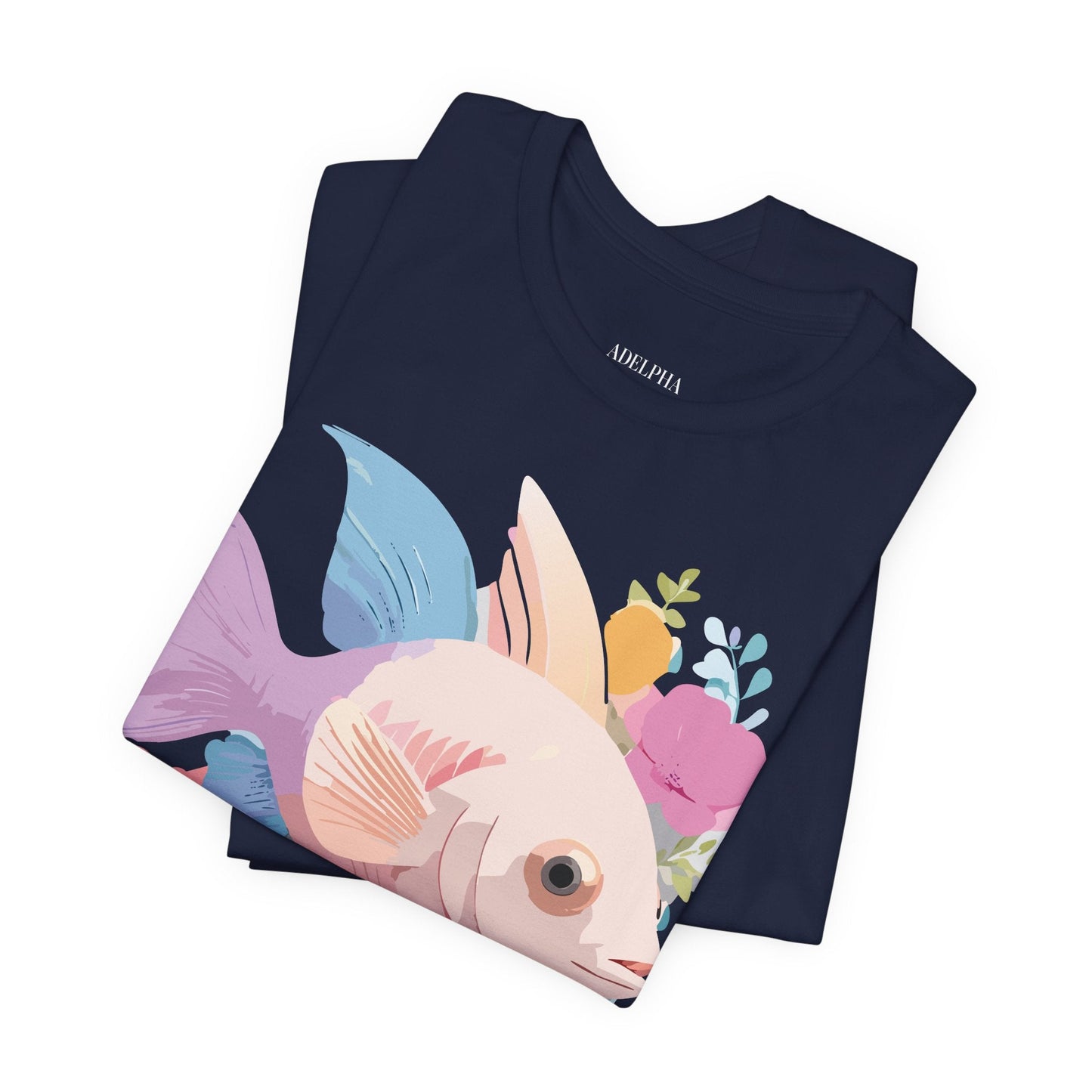 Adelpha Fish Graphic Tee Unisex Jersey Short Sleeve Vintage Art Design Tee Shirt Premium Quality