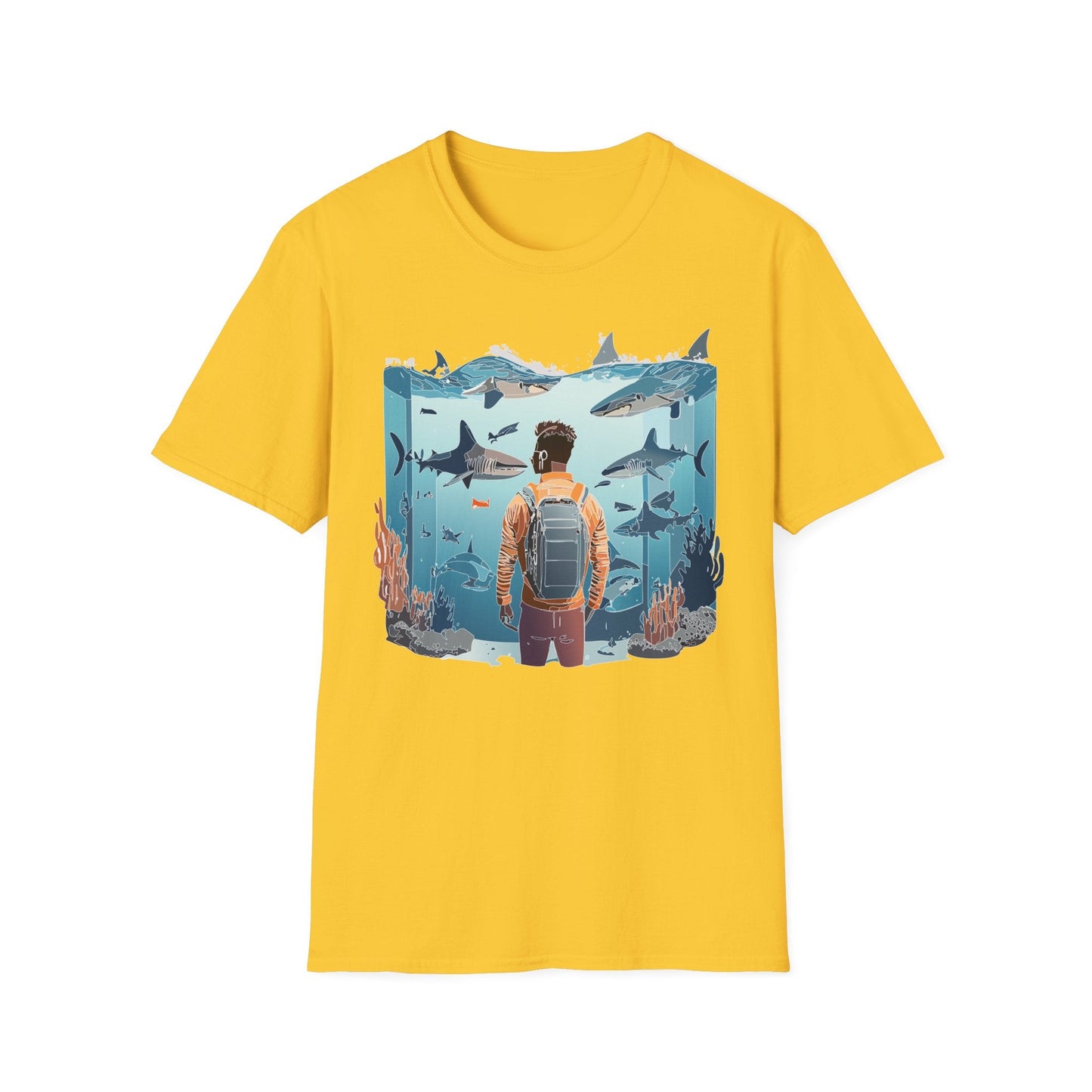 Ocean Themed Unisex Short Sleeve Tee Gildan Softstyle 64000 Ocean Inspired Art Design