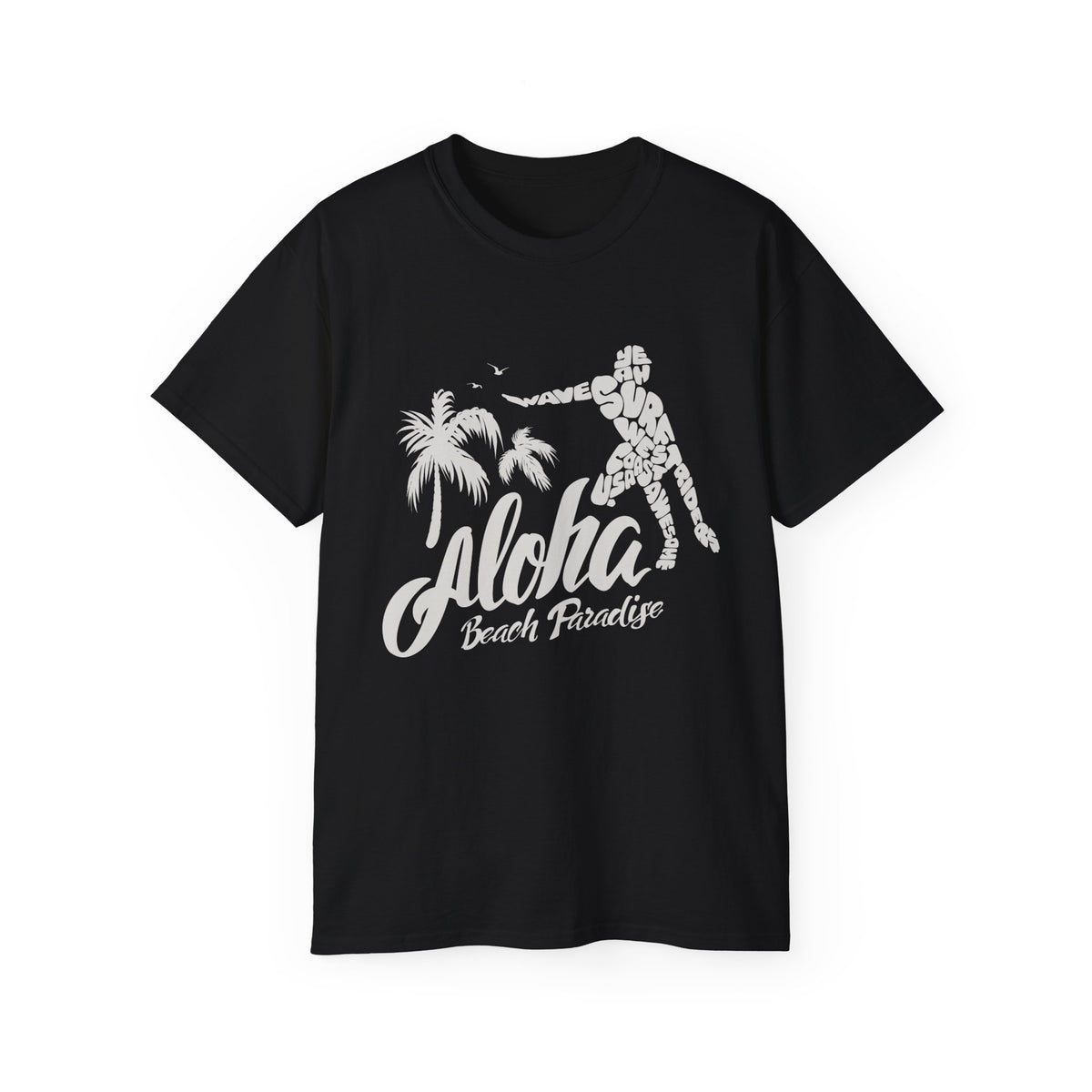Aloha Beach Paradise T-Shirt | Hawaiian Hula Palm Tree Design