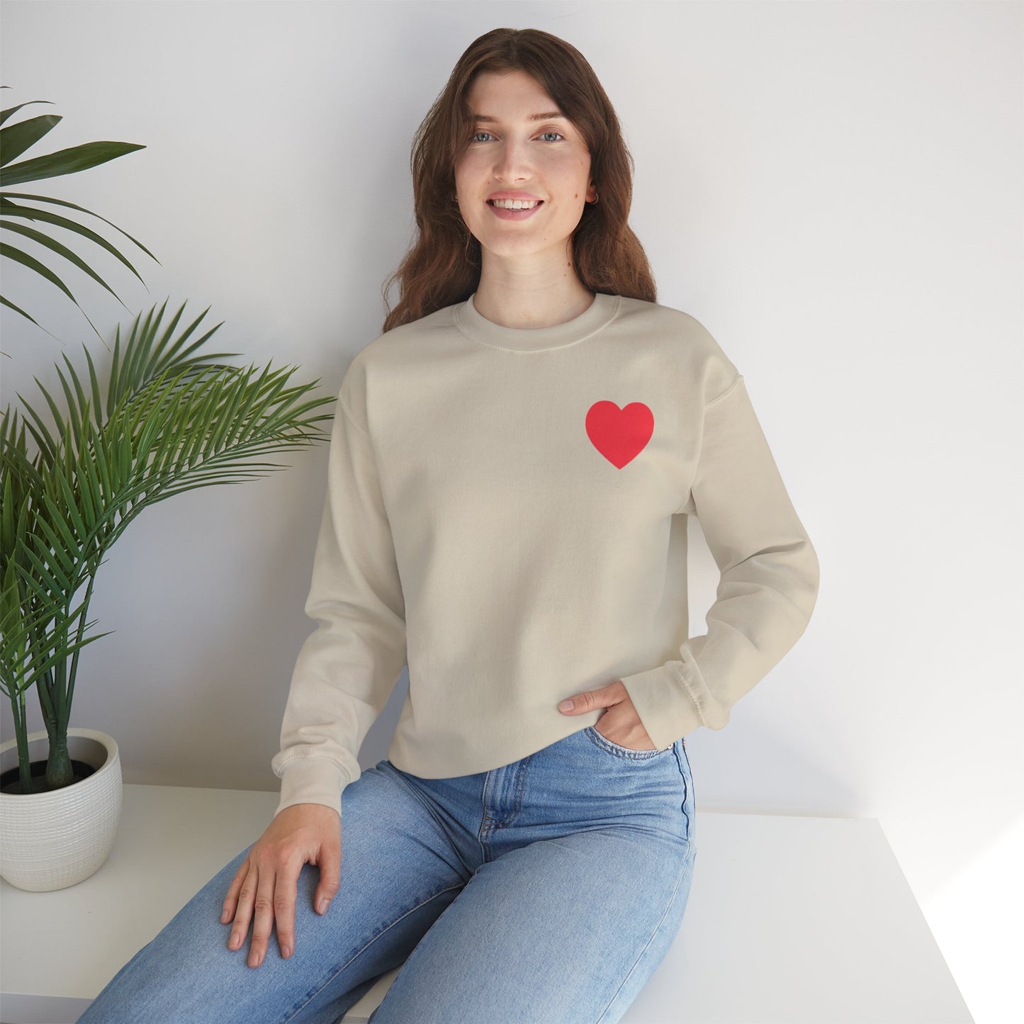 Small Red Heart Sweatshirt, Heart Sweatshirt, Love Sweatshirt, Valentine's Day Sweatshirt- 102
