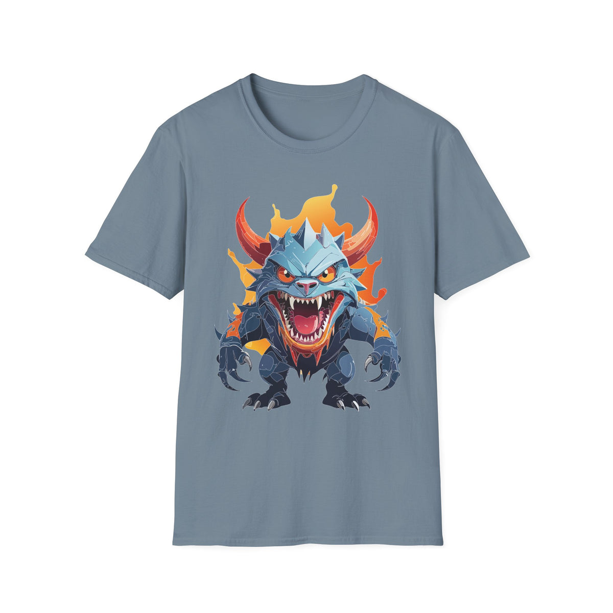 Monster Dragon T-Shirt — Fierce Fire-Breathing Creature Cartoon Graphic Tee Unisex 100 Cotton Gildan T-Shirt