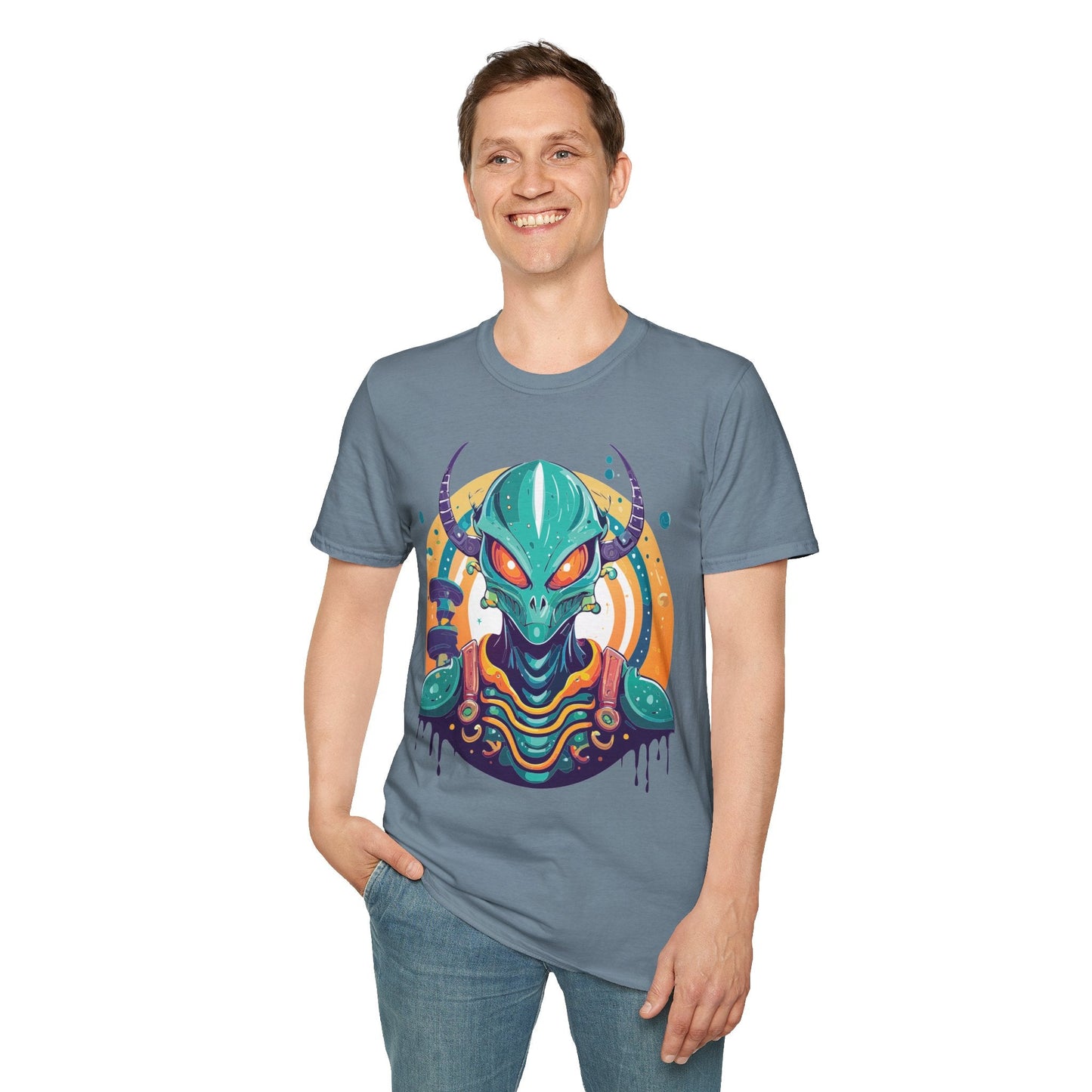 Alien Graphic Unisex Cotton Softstyle UFO Artwork Tee 14