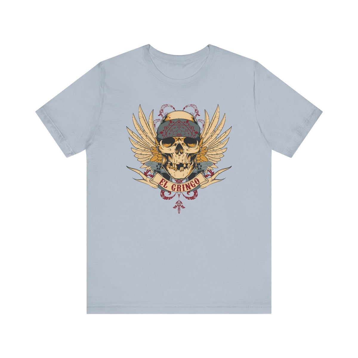 El Gringo Skull with Wings T-Shirt Vintage Tattoo Style Unisex Cotton Art-53