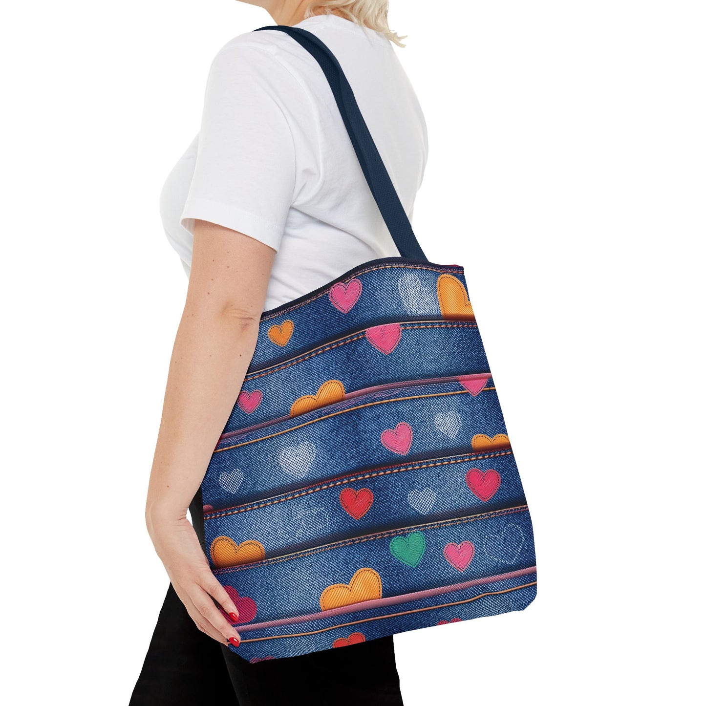 Love Day Graphic Design Denim Fabric Imitation Print Unisex Canvas Bag POLY 3 Sizes Tote Bag 201-28