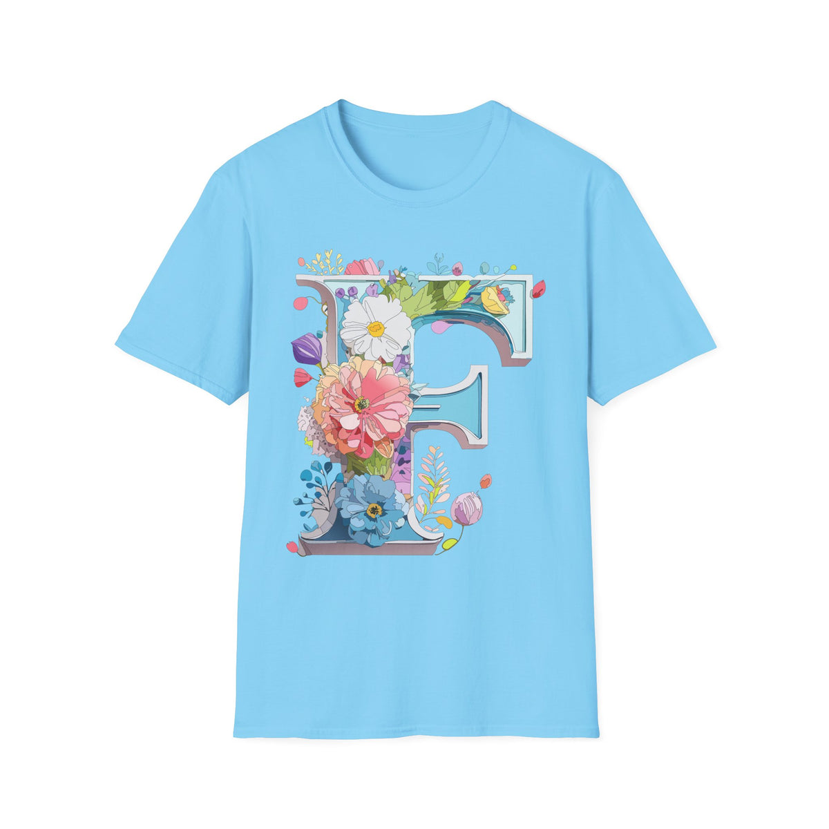 Floral Letter F T-Shirt | Botanical Initial Tee