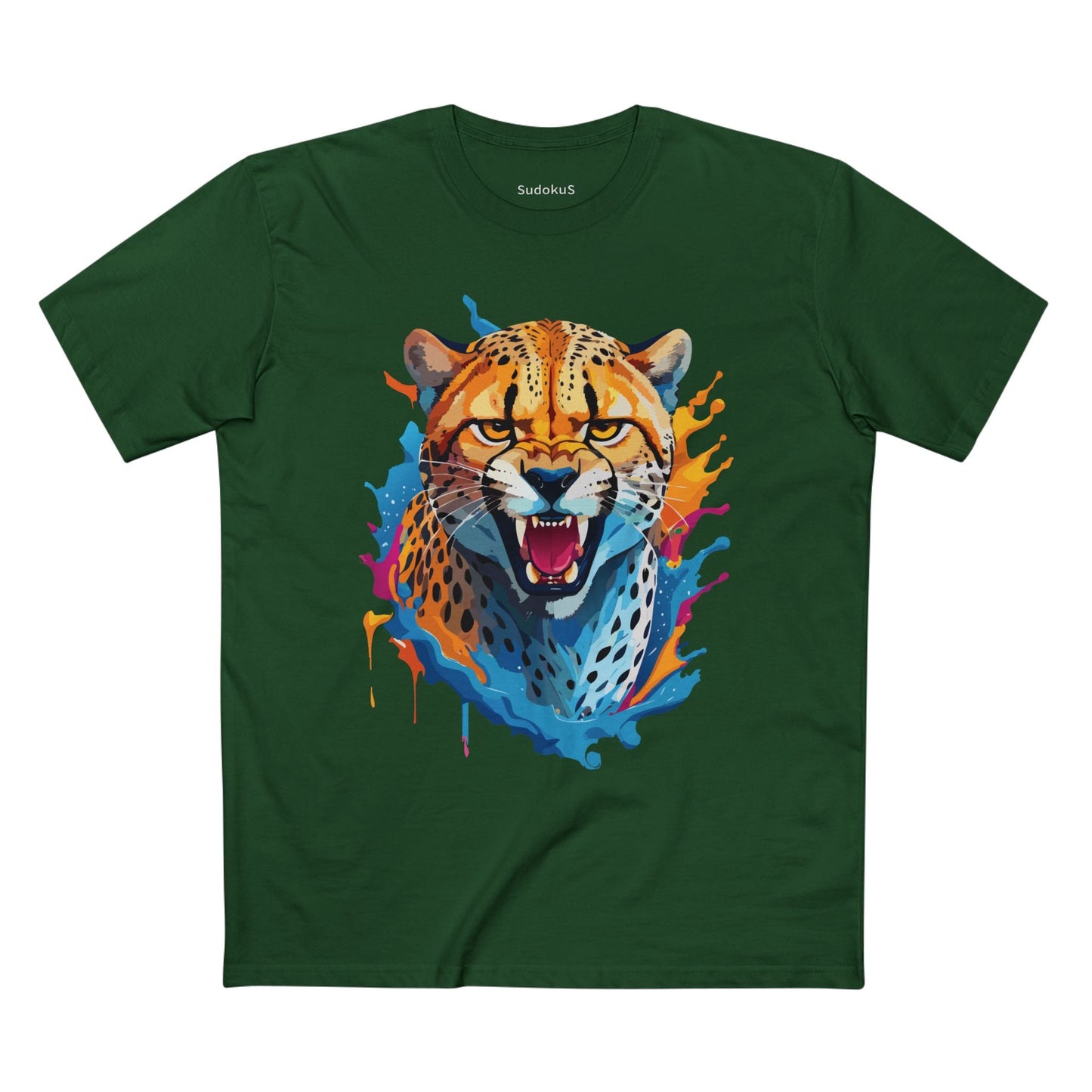 Cheetah Graphic Unisex 100 Cotton Staple Tee with Animal Design Artwork 24