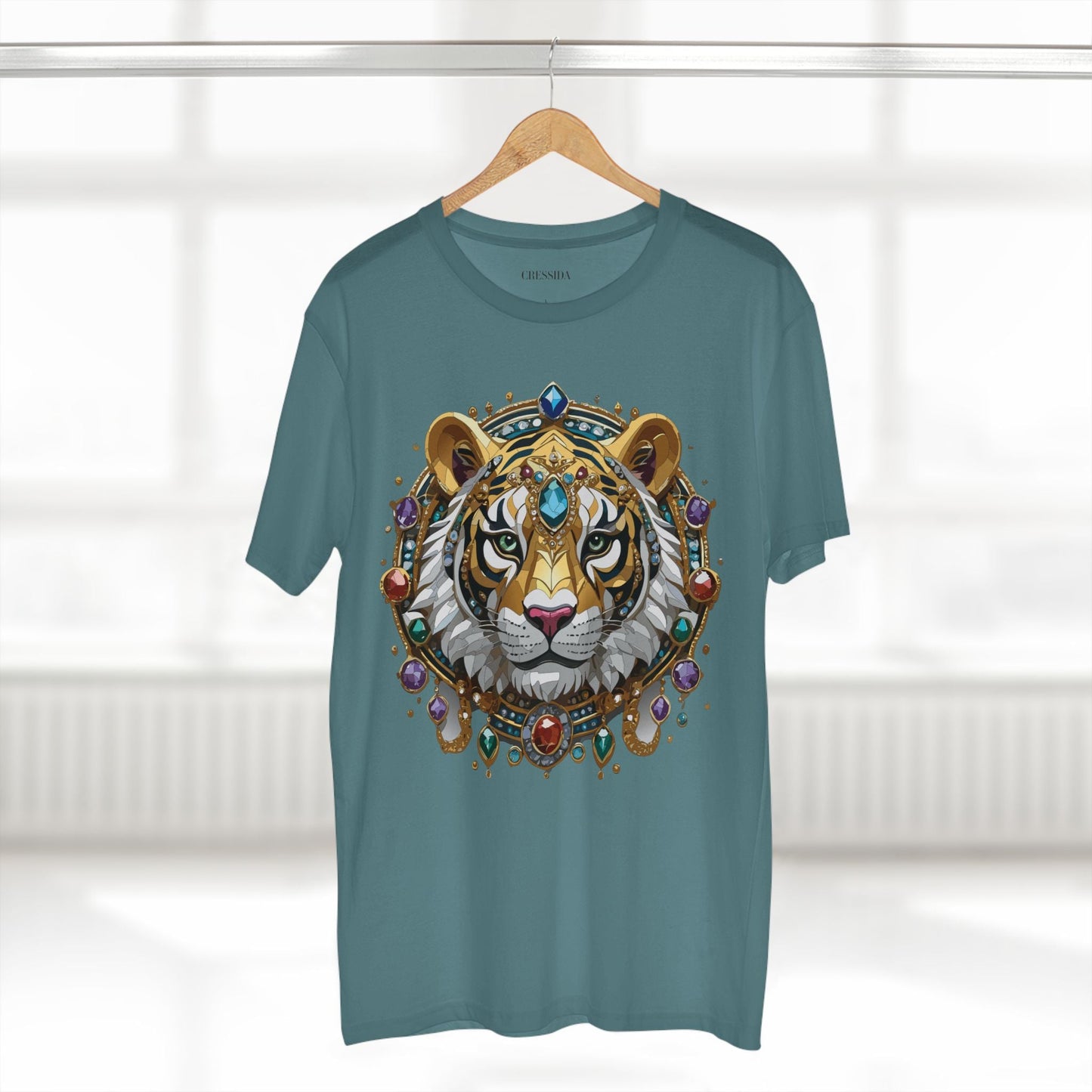 Tiger Graphic Unisex 100 Cotton Tee With Unique Animal Golden Medallion Art Design 52
