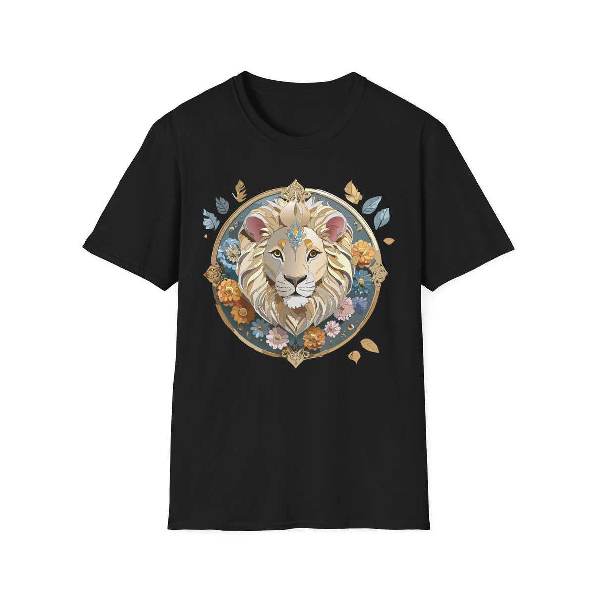 Floral Regal Lion T-Shirt | Boho Mandala Lion Tee
